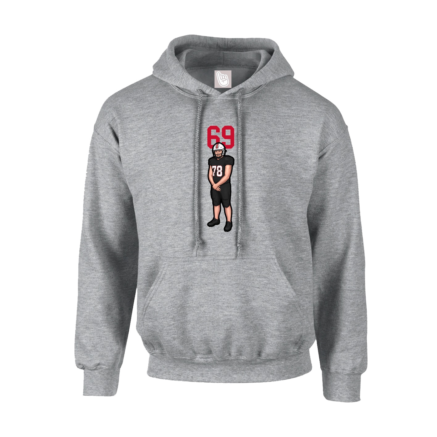 Hoodie — Number Top in Grey