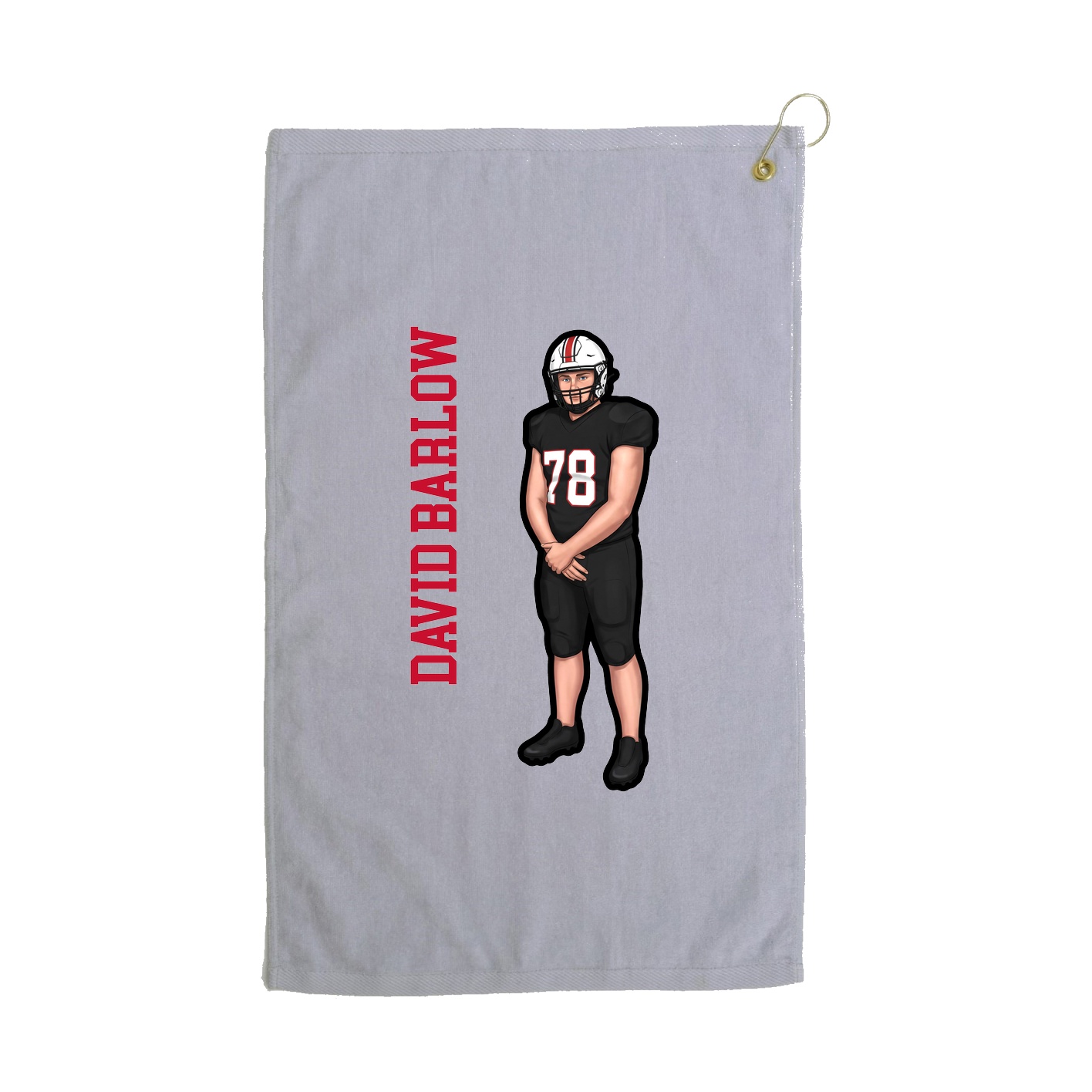 Golf Towel — Name Vertical in Grey