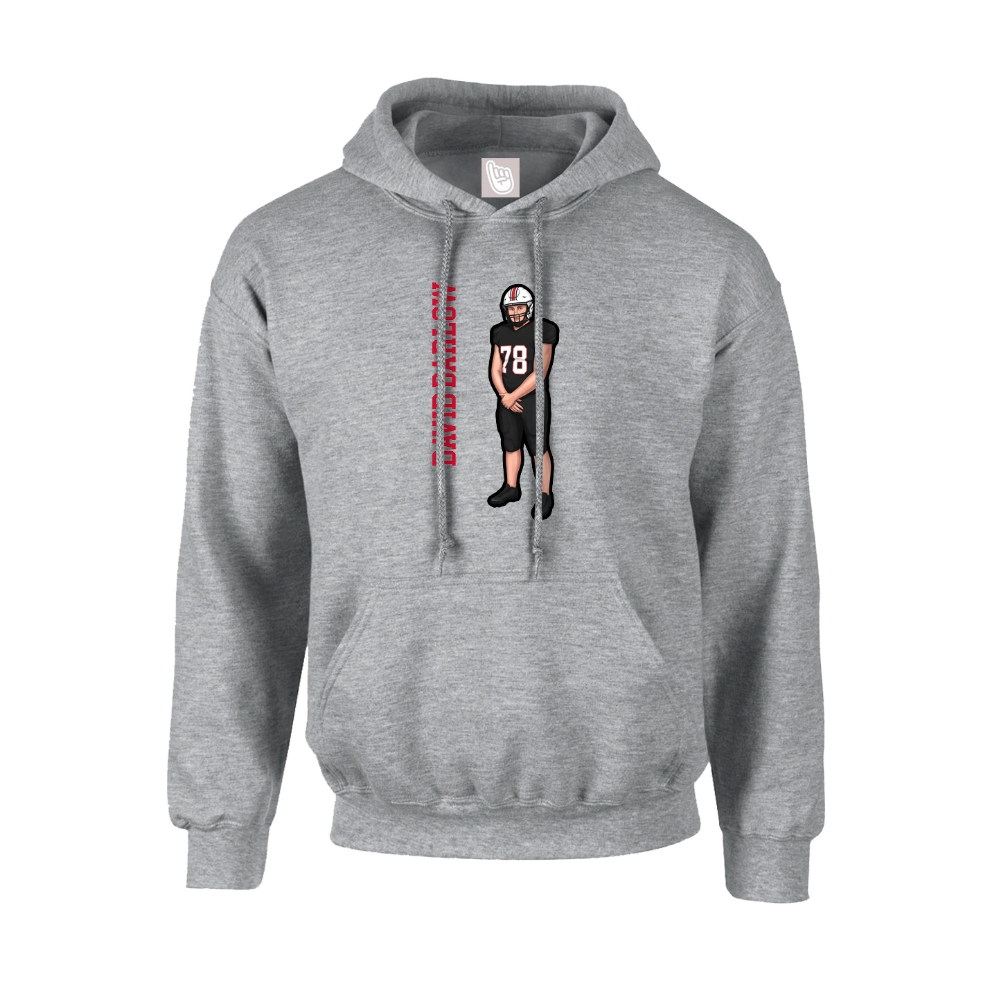 Youth Hoodie — Name Vertical in Grey