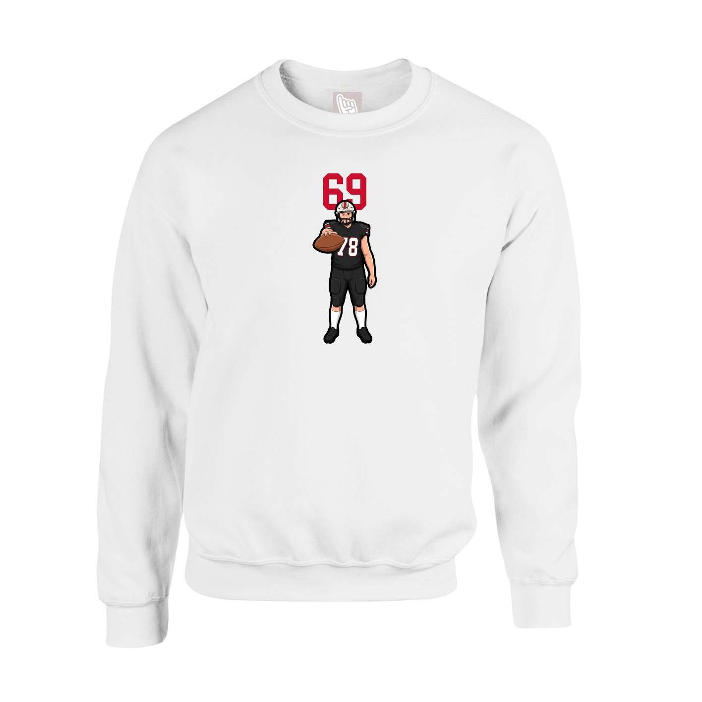 Fleece Crew — Number Top in White