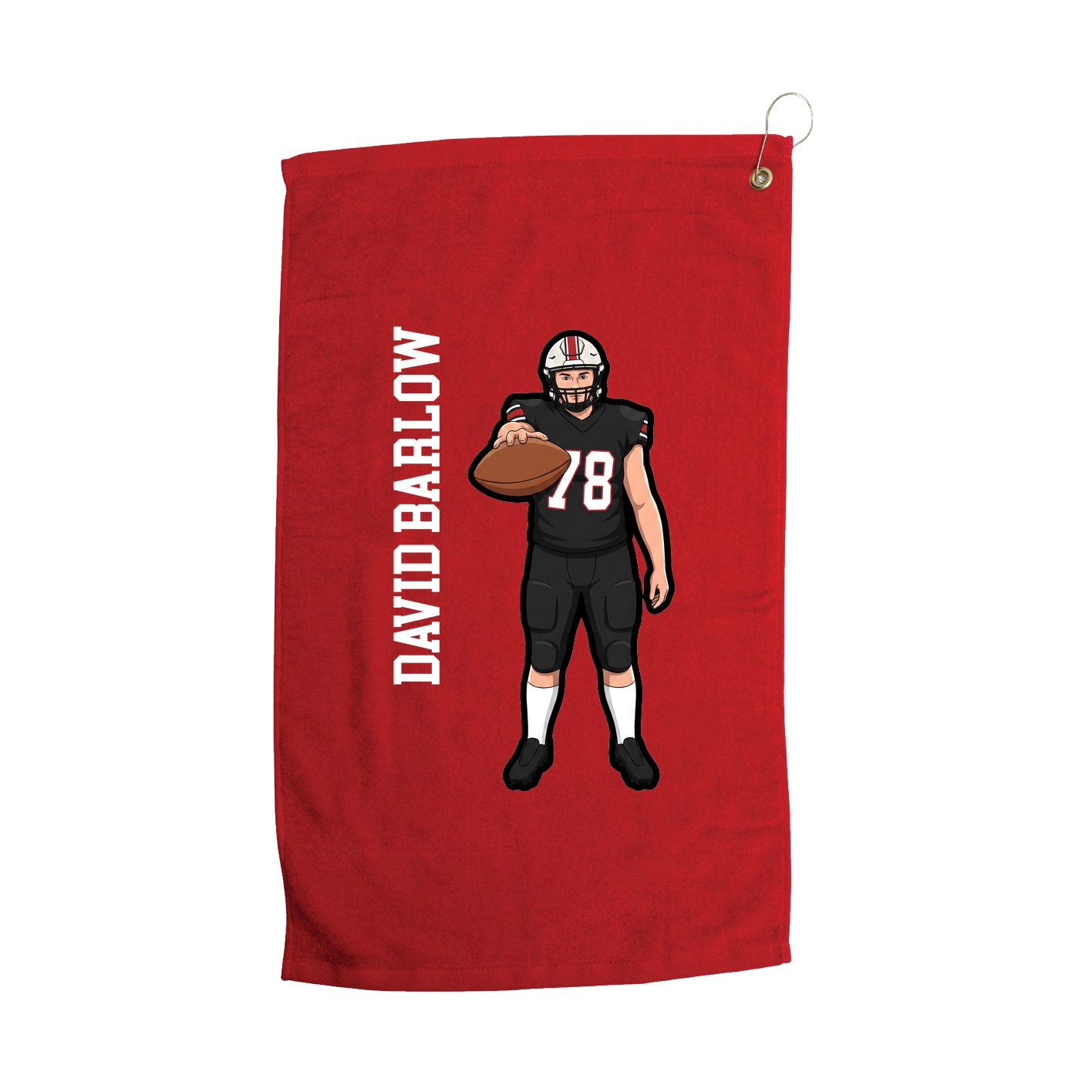 Golf Towel — Name Vertical in Red