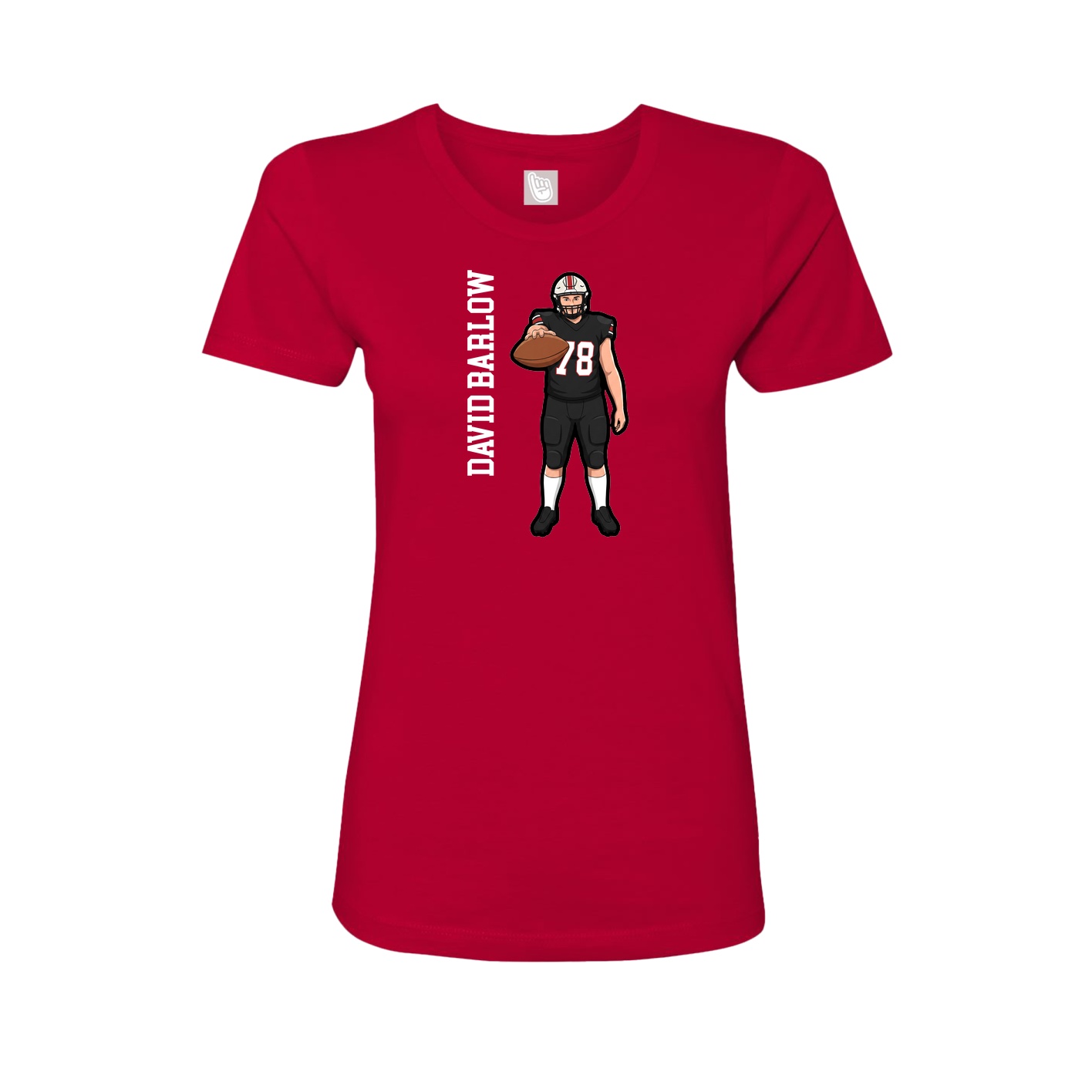 Fitted Women's Tee — Name Vertical in Red
