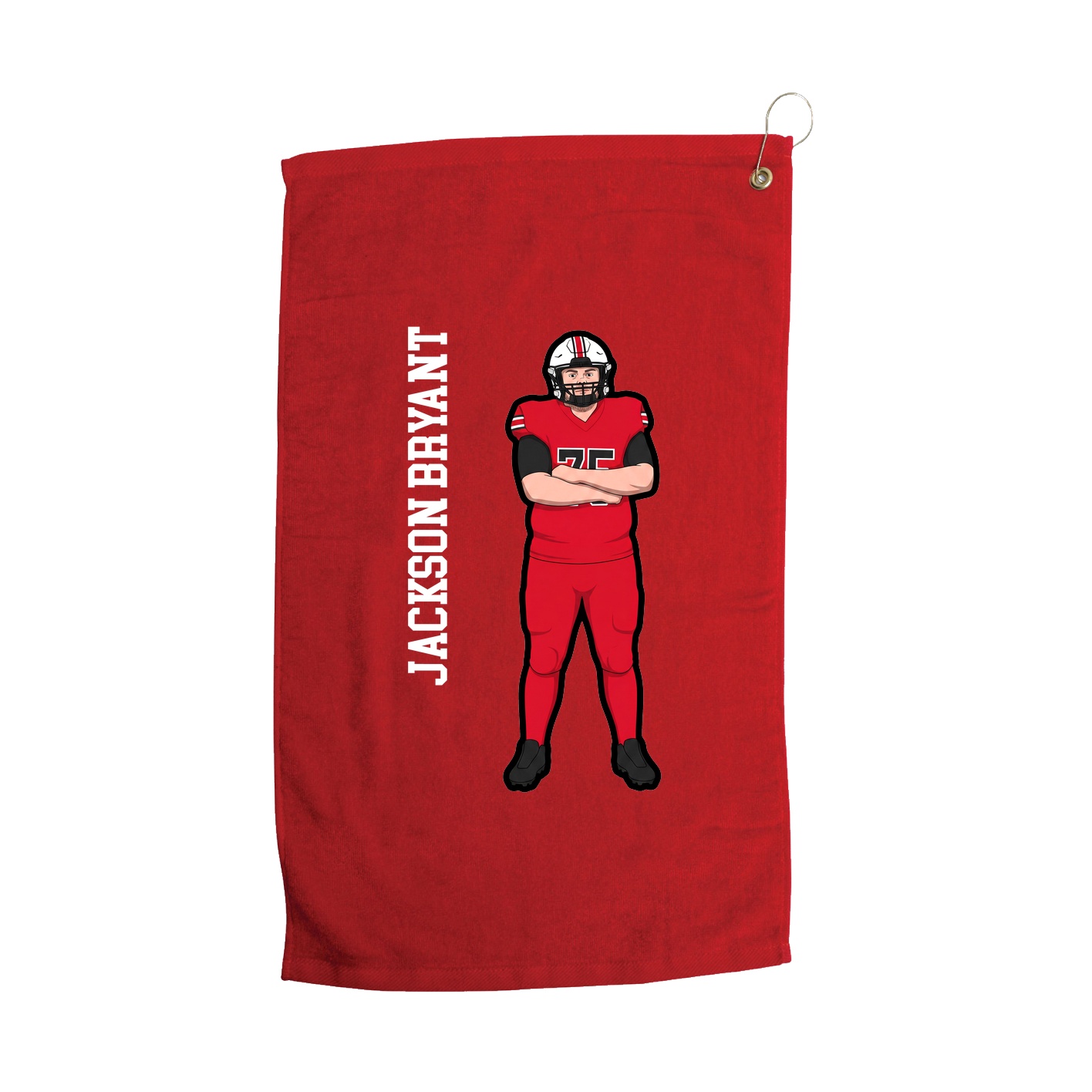 Golf Towel — Name Vertical in Red