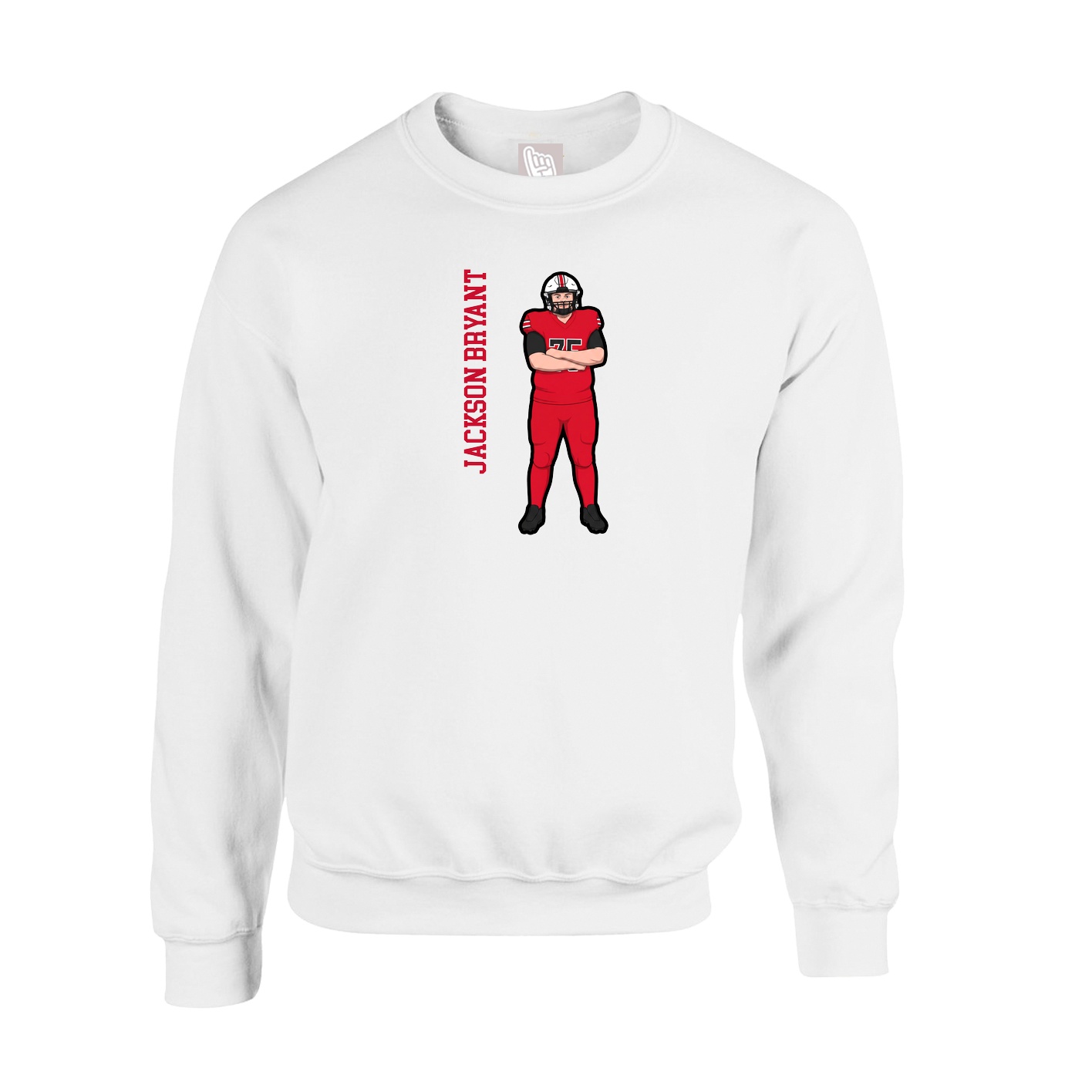 Fleece Crew — Name Vertical in White