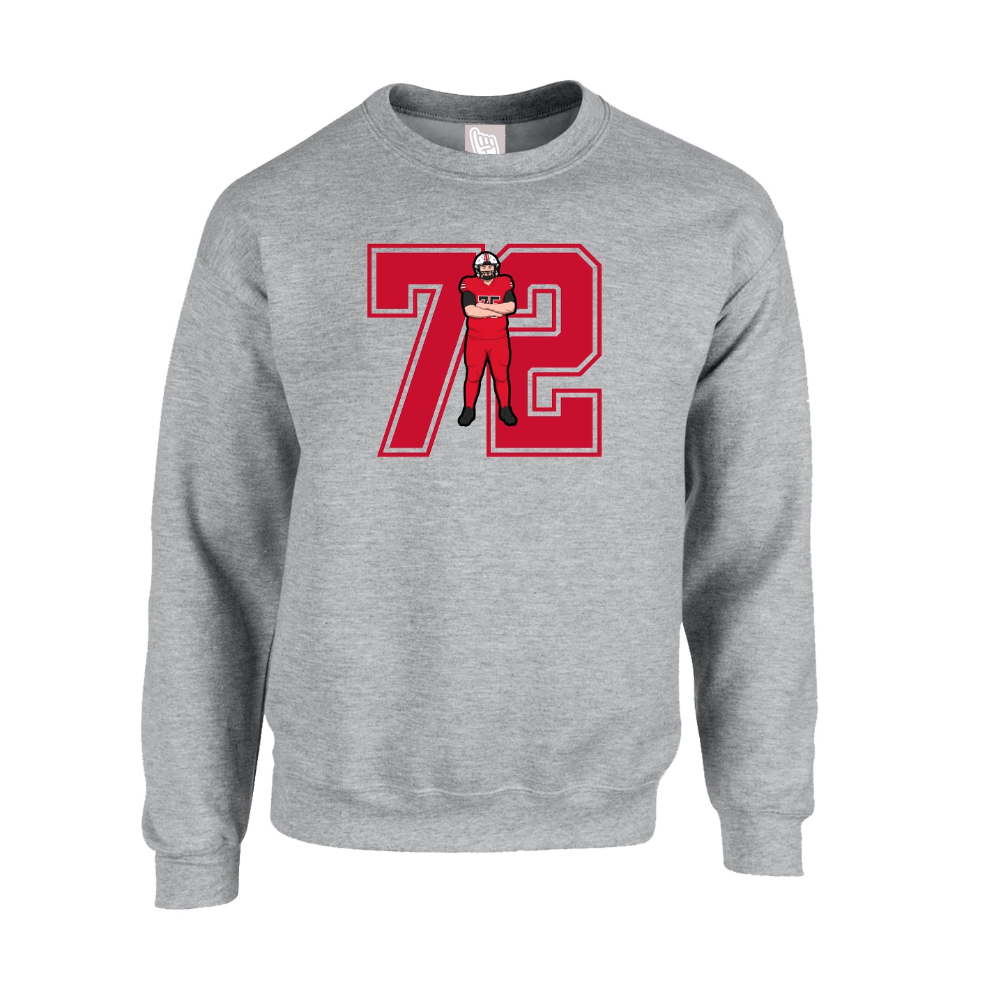 Fleece Crew — Number in Grey