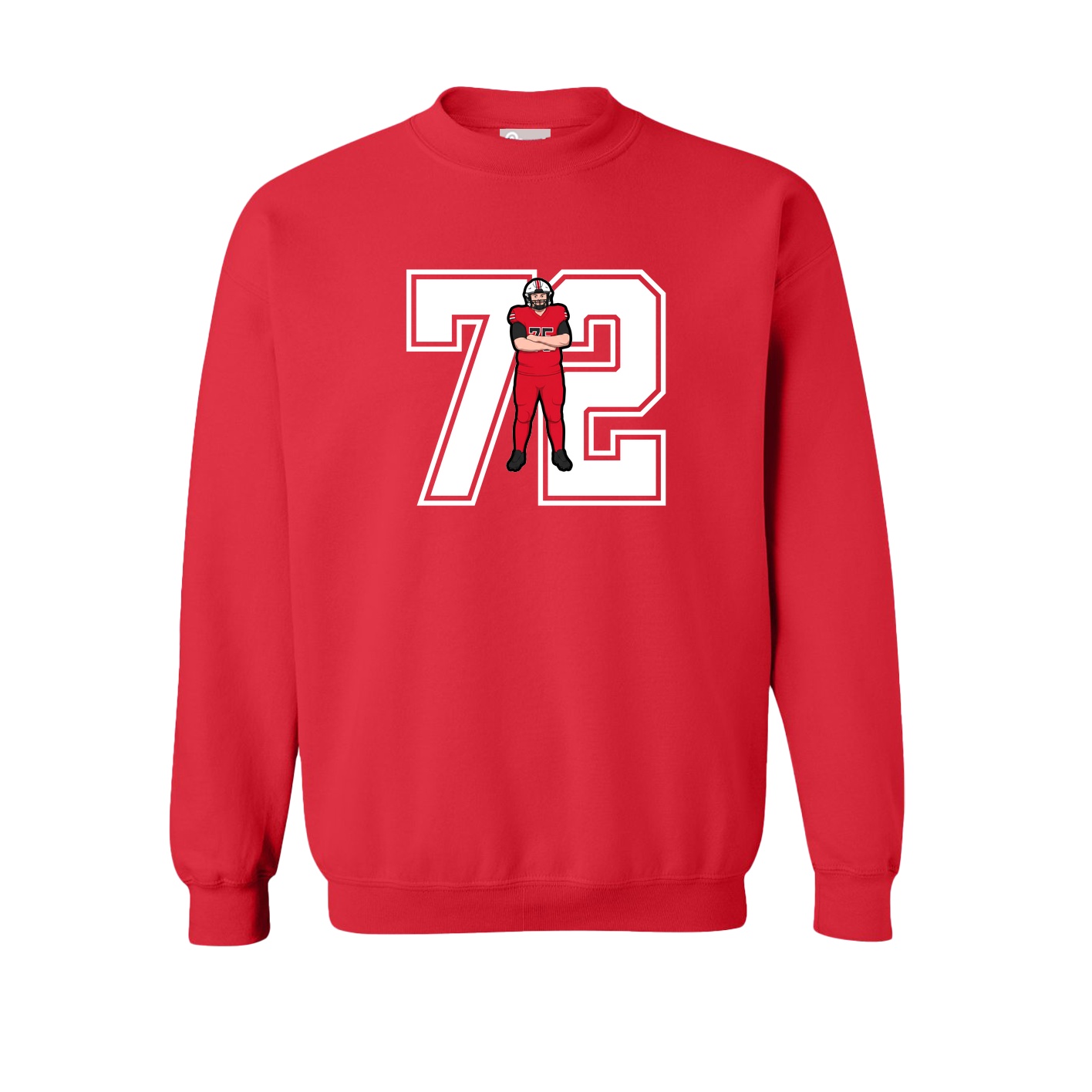 Fleece Crew — Number in Red