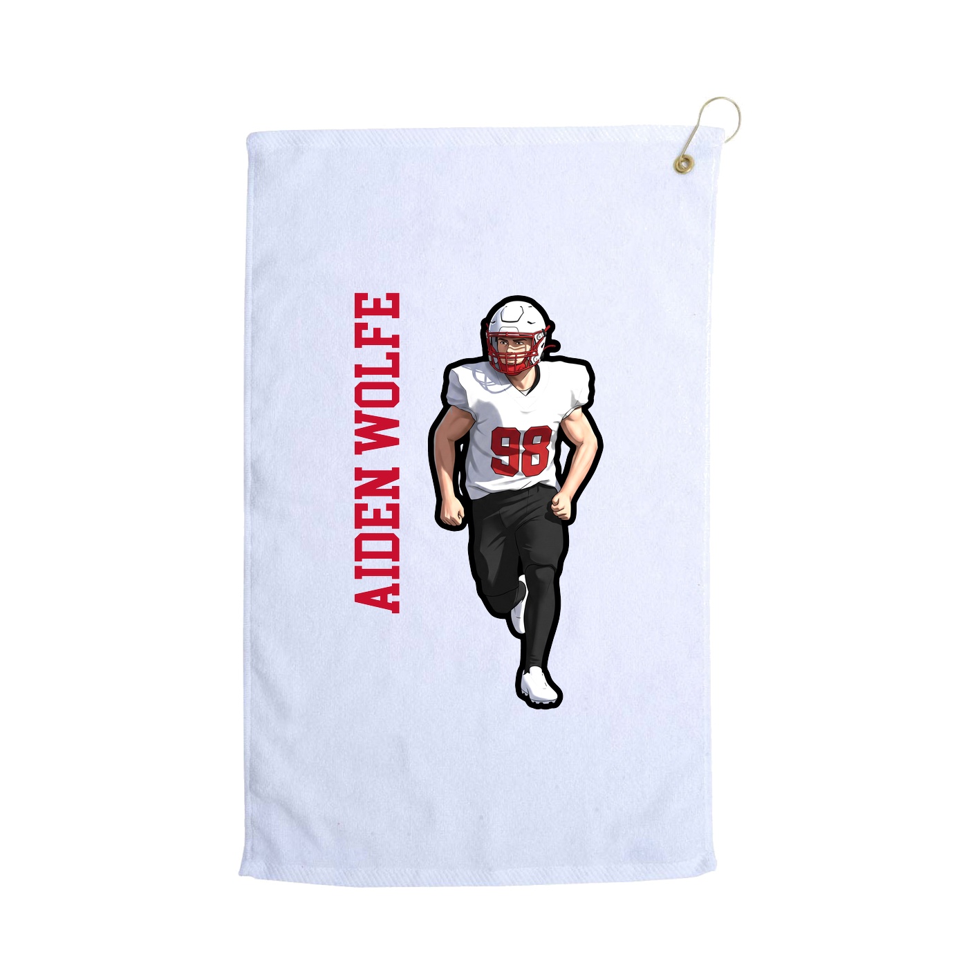 Golf Towel — Name Vertical in White