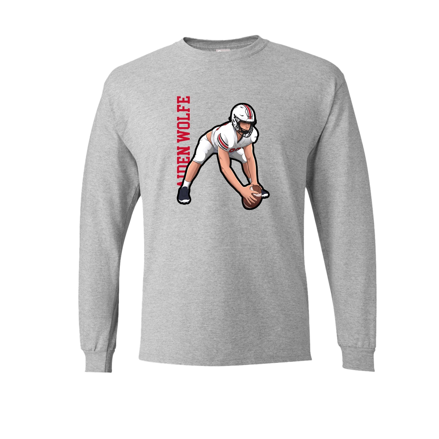 Long Sleeve Tee — Name Vertical in Grey