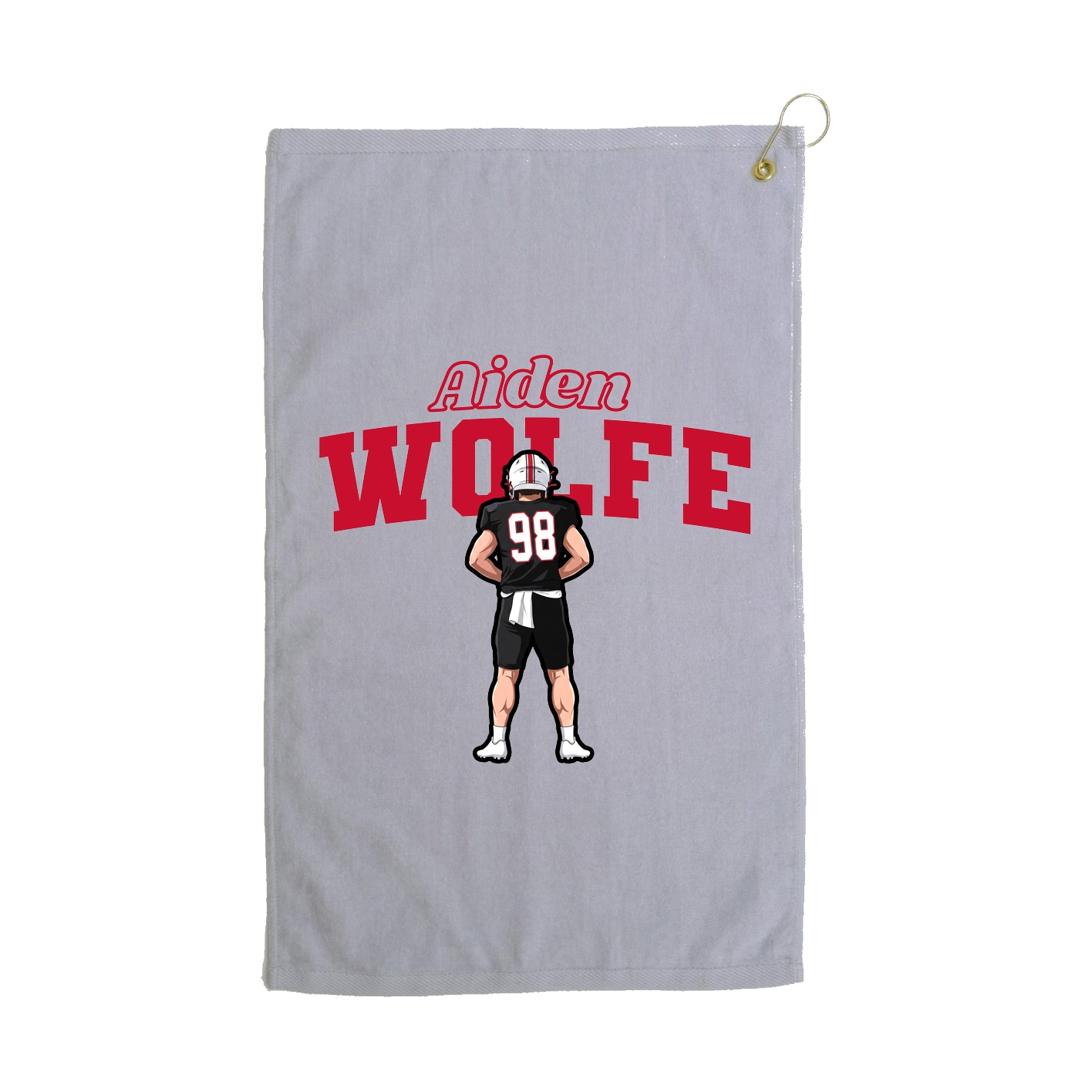 Golf Towel — Name Arch in Grey