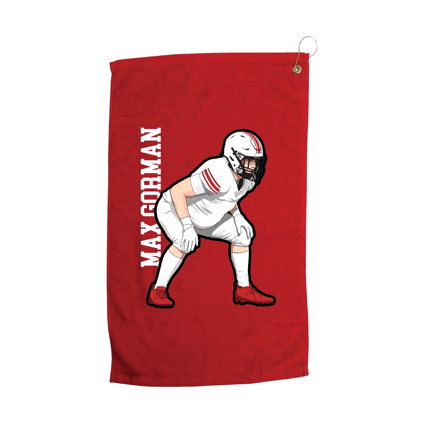 Golf Towel — Name Vertical in Red