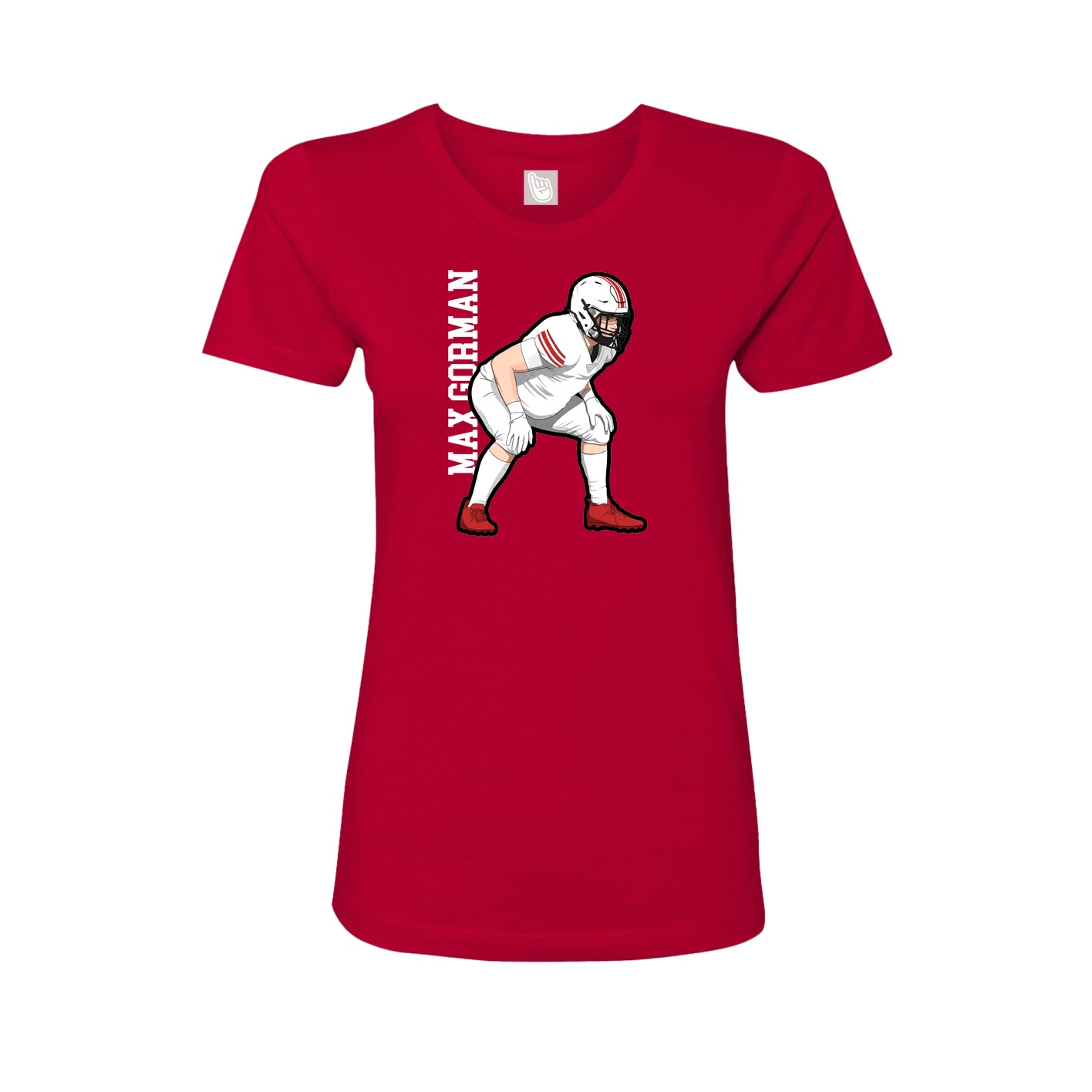Fitted Women's Tee — Name Vertical in Red