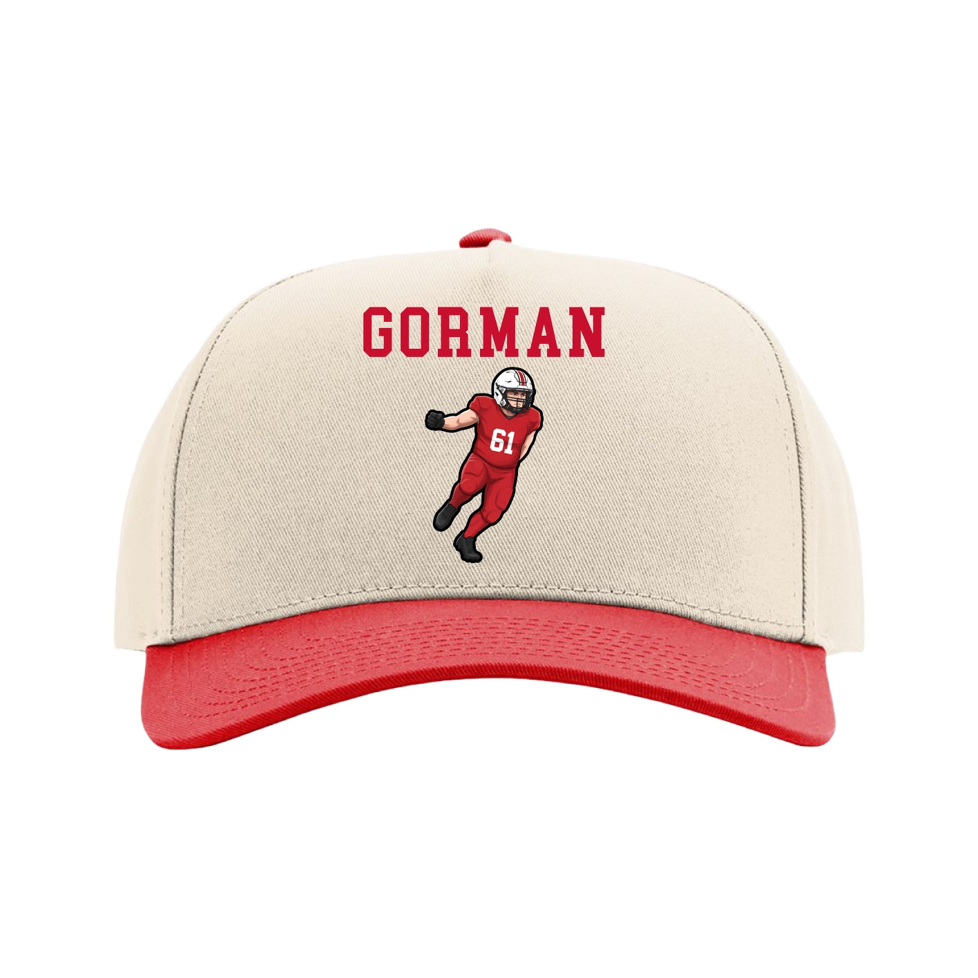 Full Fabric Five-Panel Champ Cap — Shirsey in Cream/Red