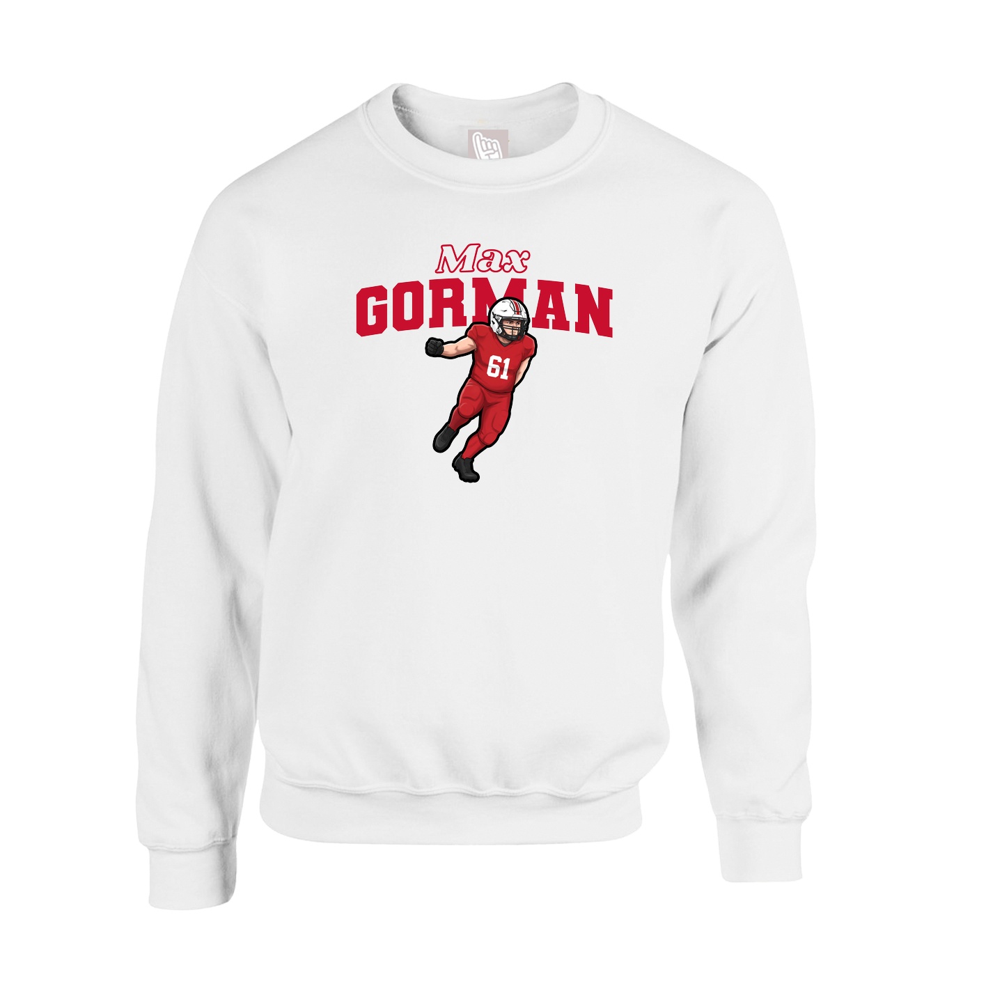 Fleece Crew — Name Arch in White