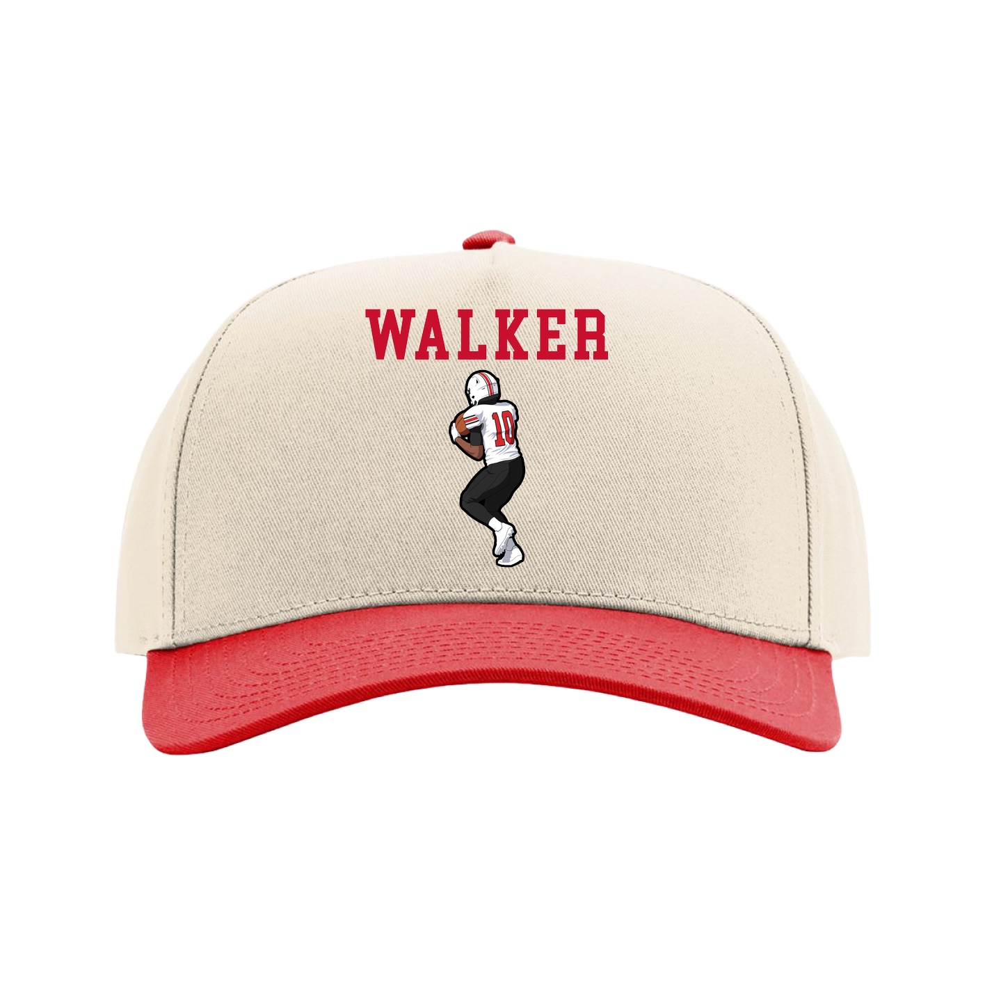 Full Fabric Five-Panel Champ Cap — Shirsey in Cream/Red