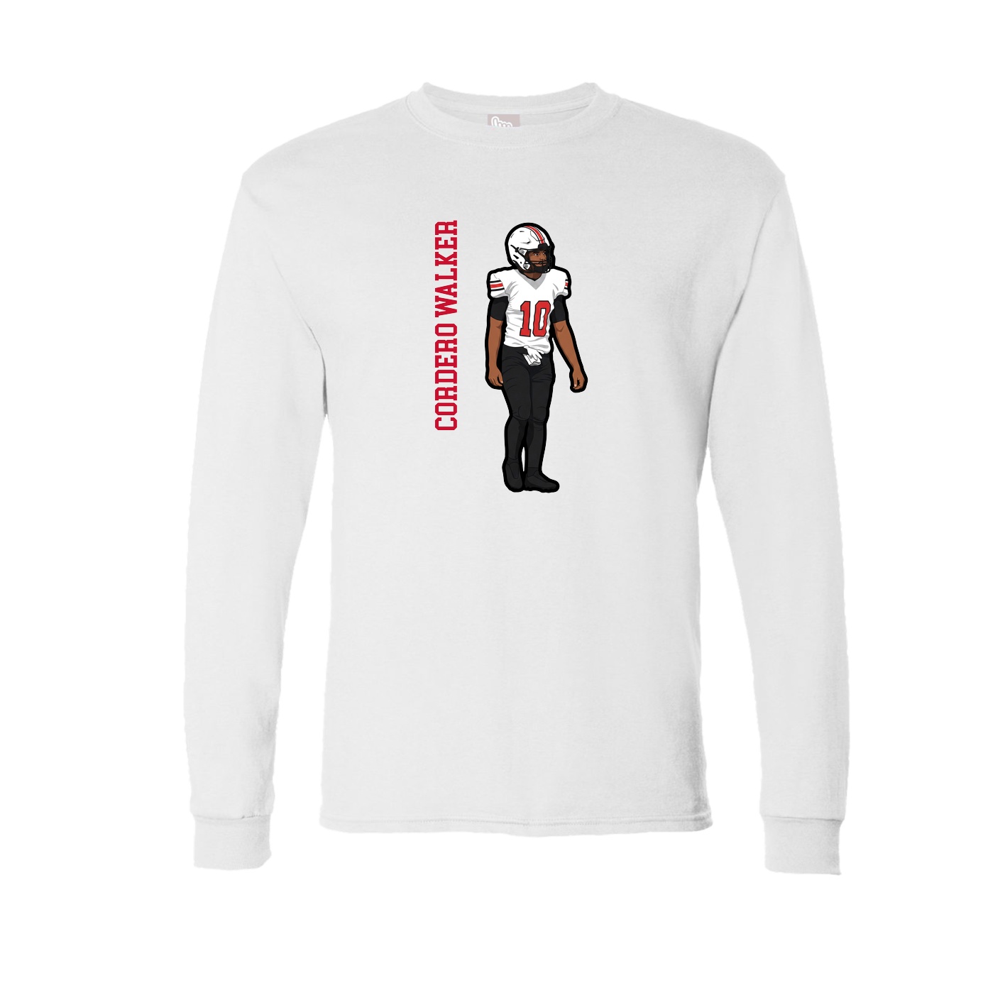 Long Sleeve Tee — Name Vertical in White