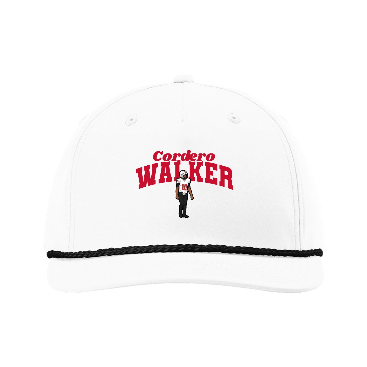 Five-Panel Classic Rope Cap — Signature Arch in White