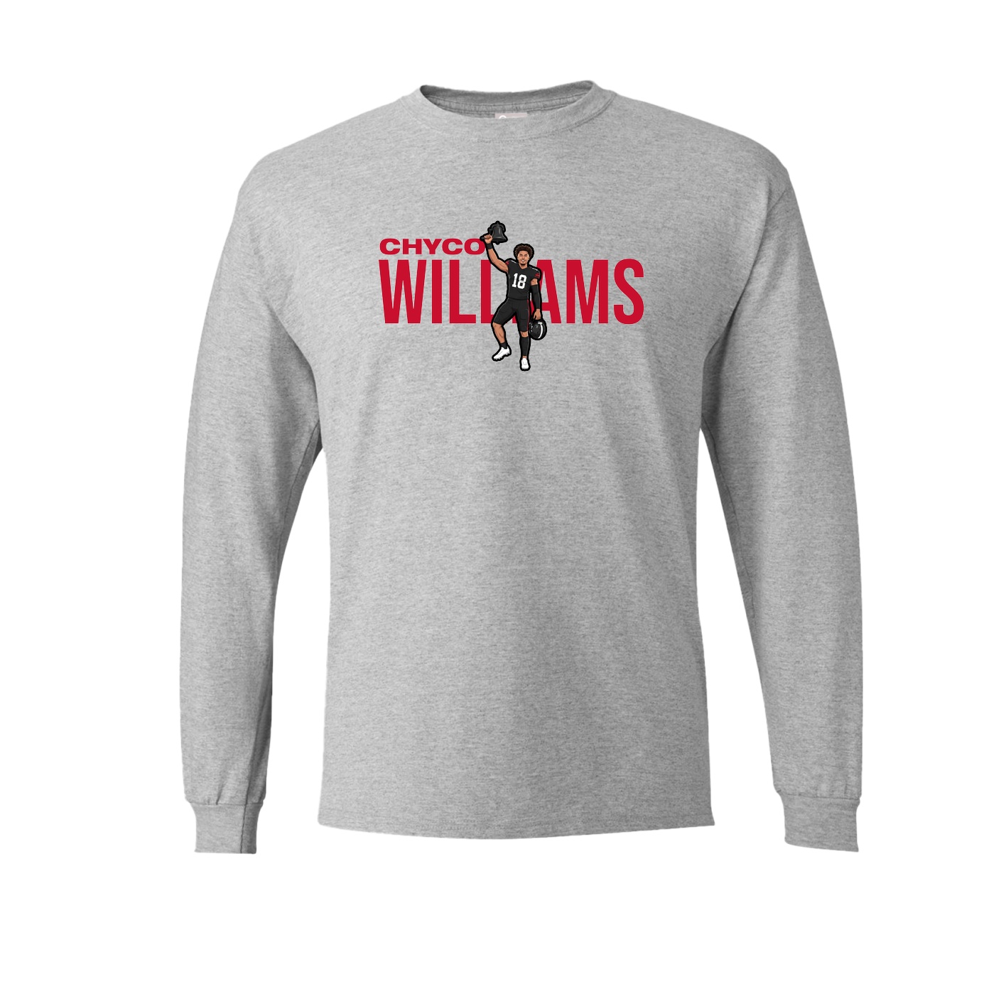 Long Sleeve Tee — Player Name in Grey