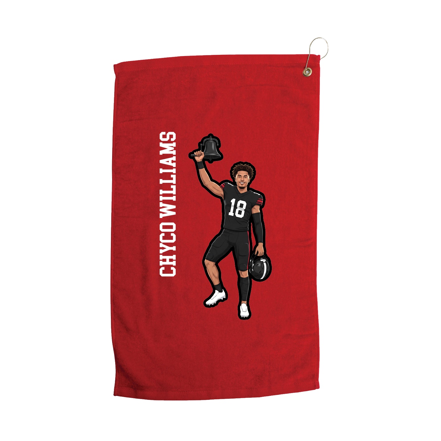 Golf Towel — Name Vertical in Red