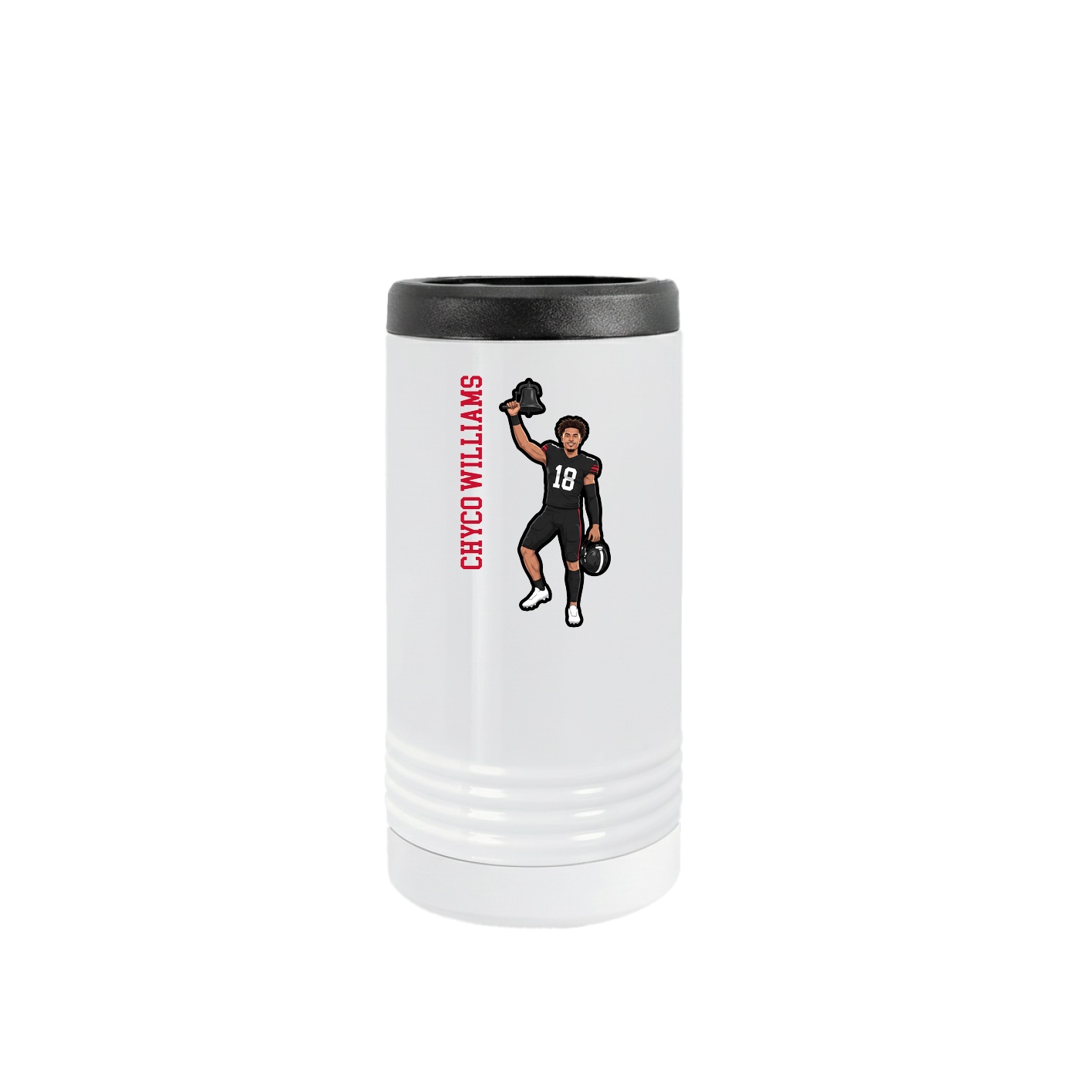 Slim Beverage Holder — Name Vertical in White
