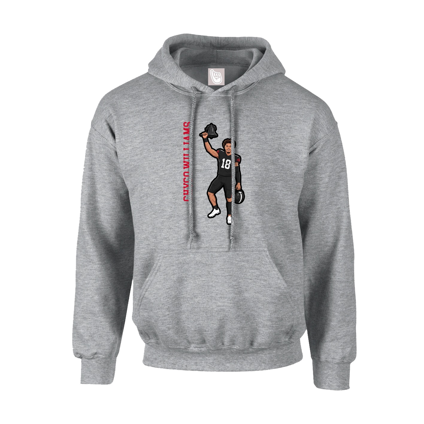 Hoodie — Name Vertical in Grey