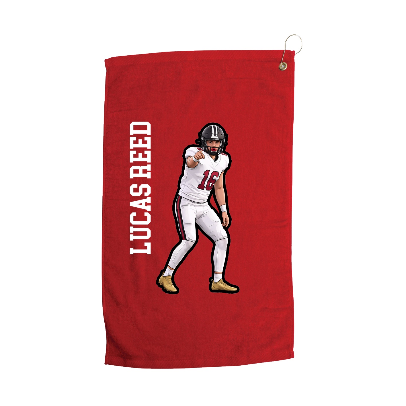 Golf Towel — Name Vertical in Red