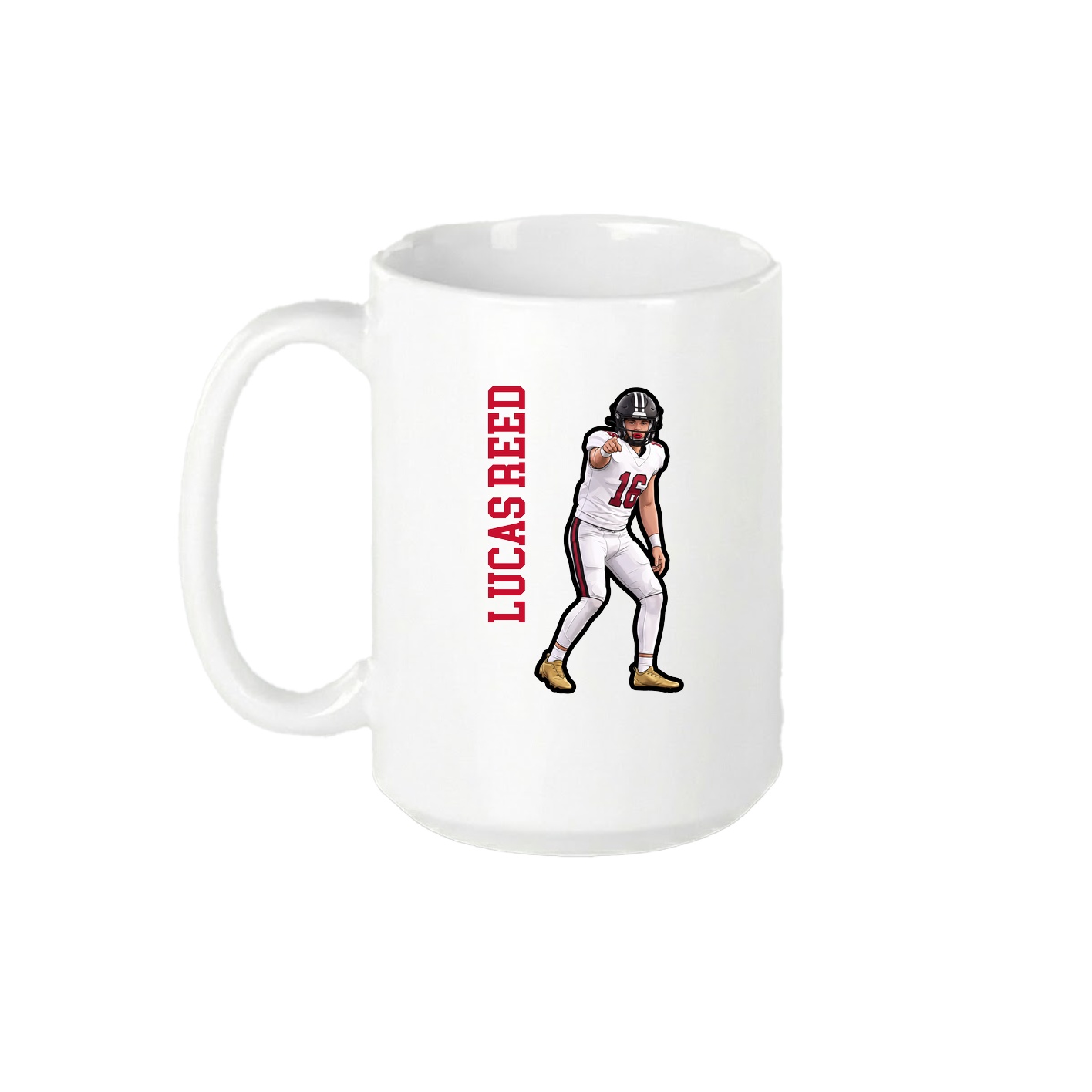 15oz Coffee Mug — Name Vertical in White