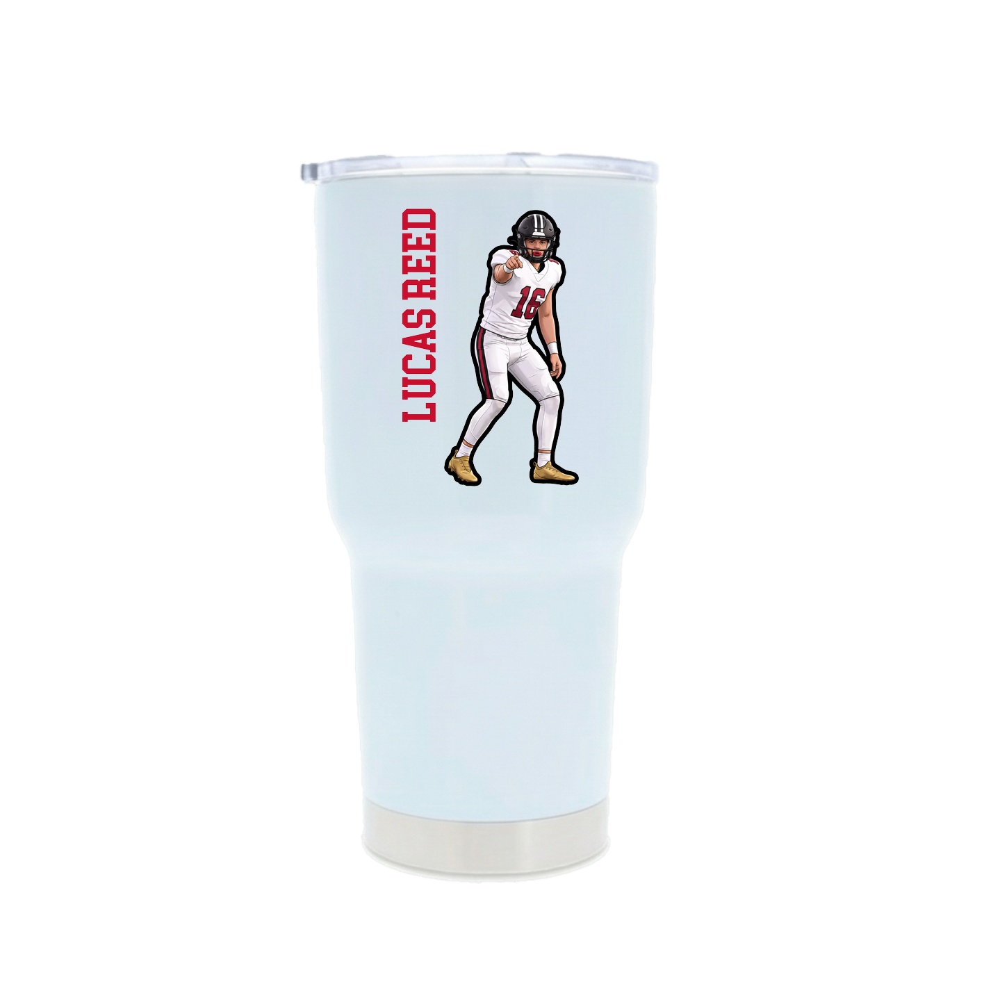 30oz Stainless Steel Tumbler — Name Vertical in White