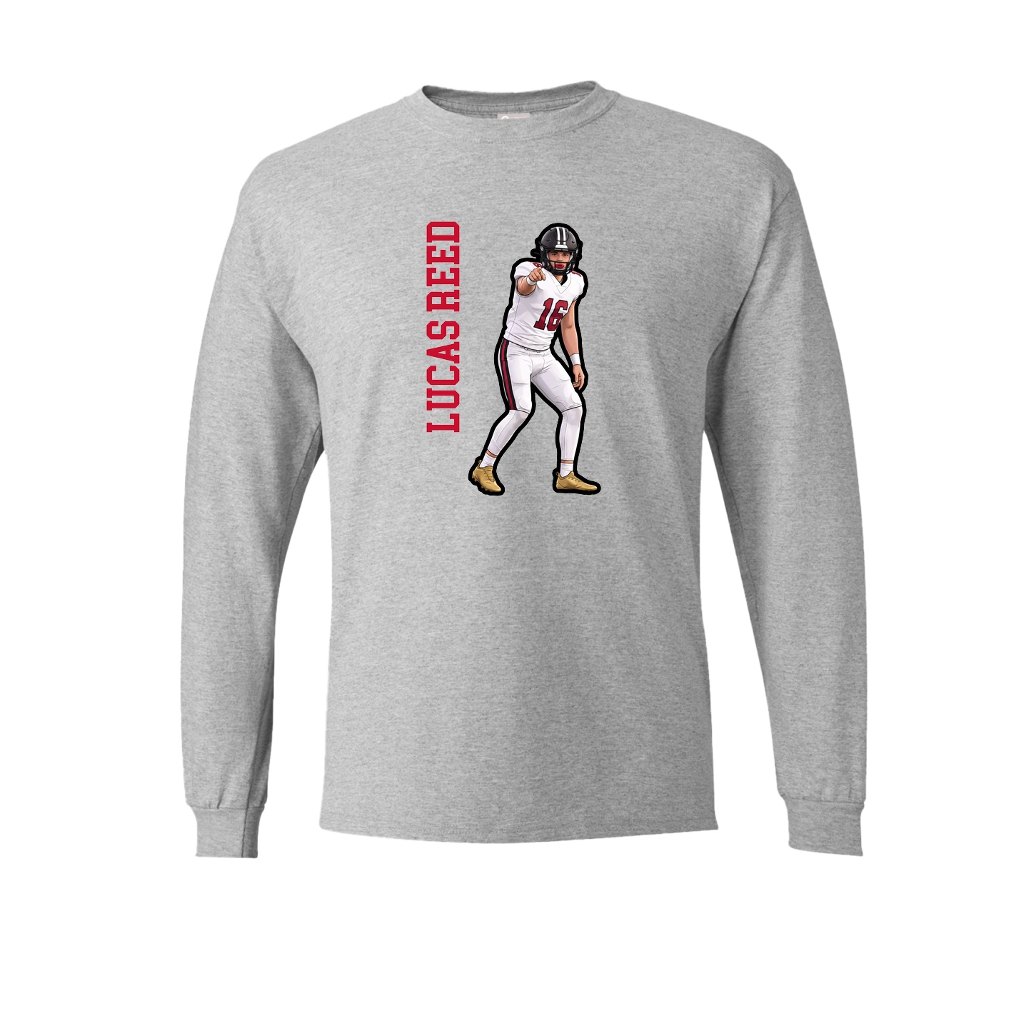 Long Sleeve Tee — Name Vertical in Grey