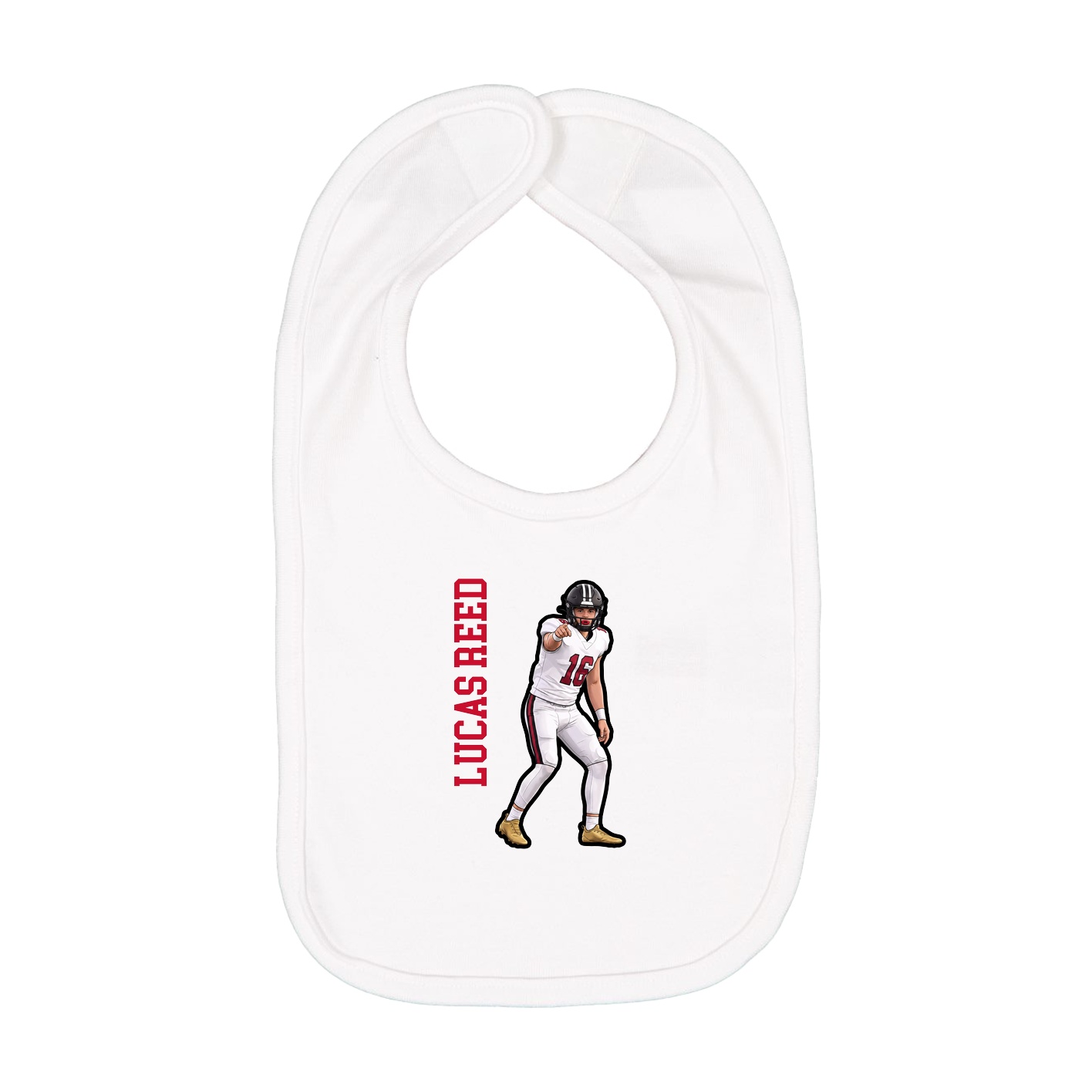 Infant Bib — Name Vertical in White