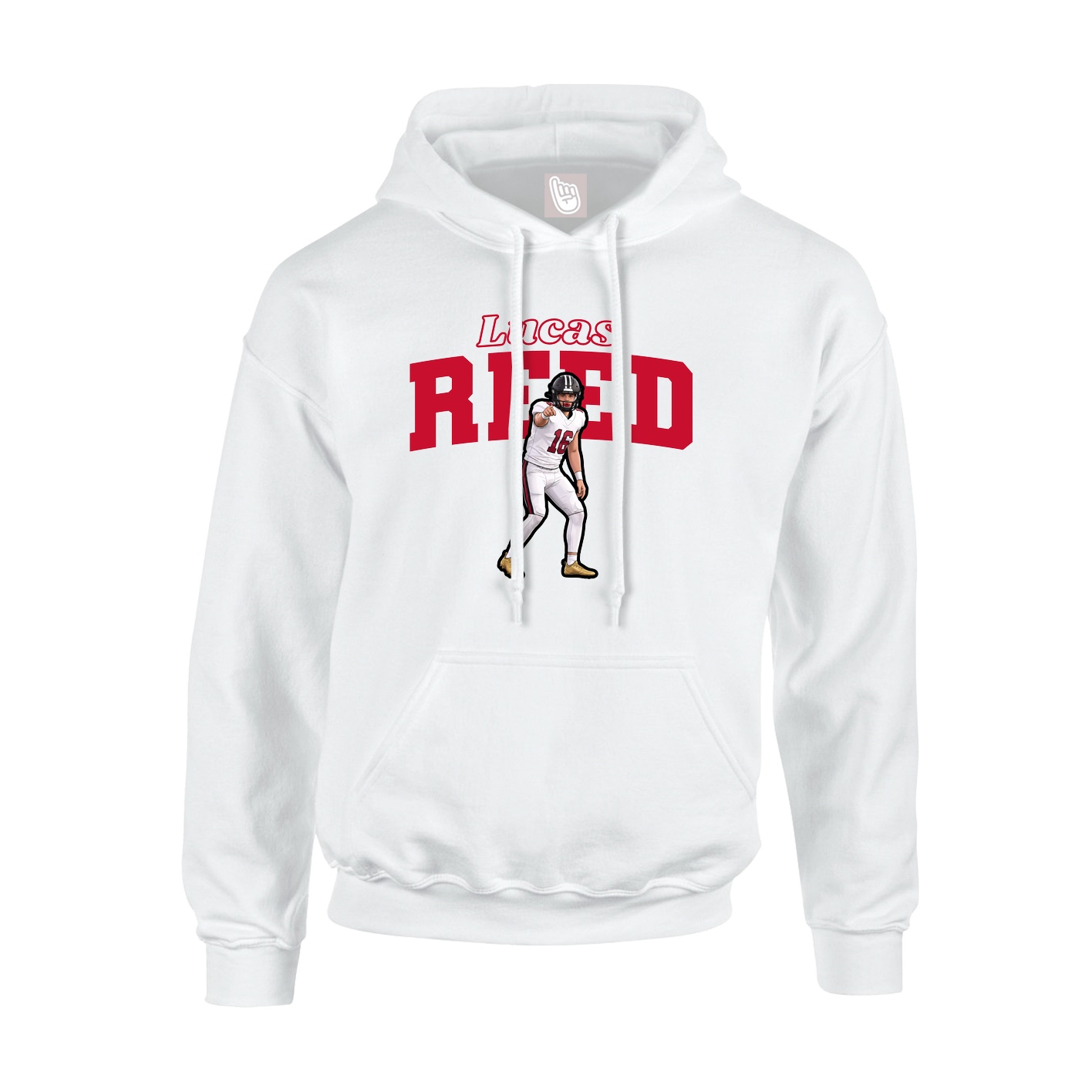 Youth Hoodie — Name Arch in White