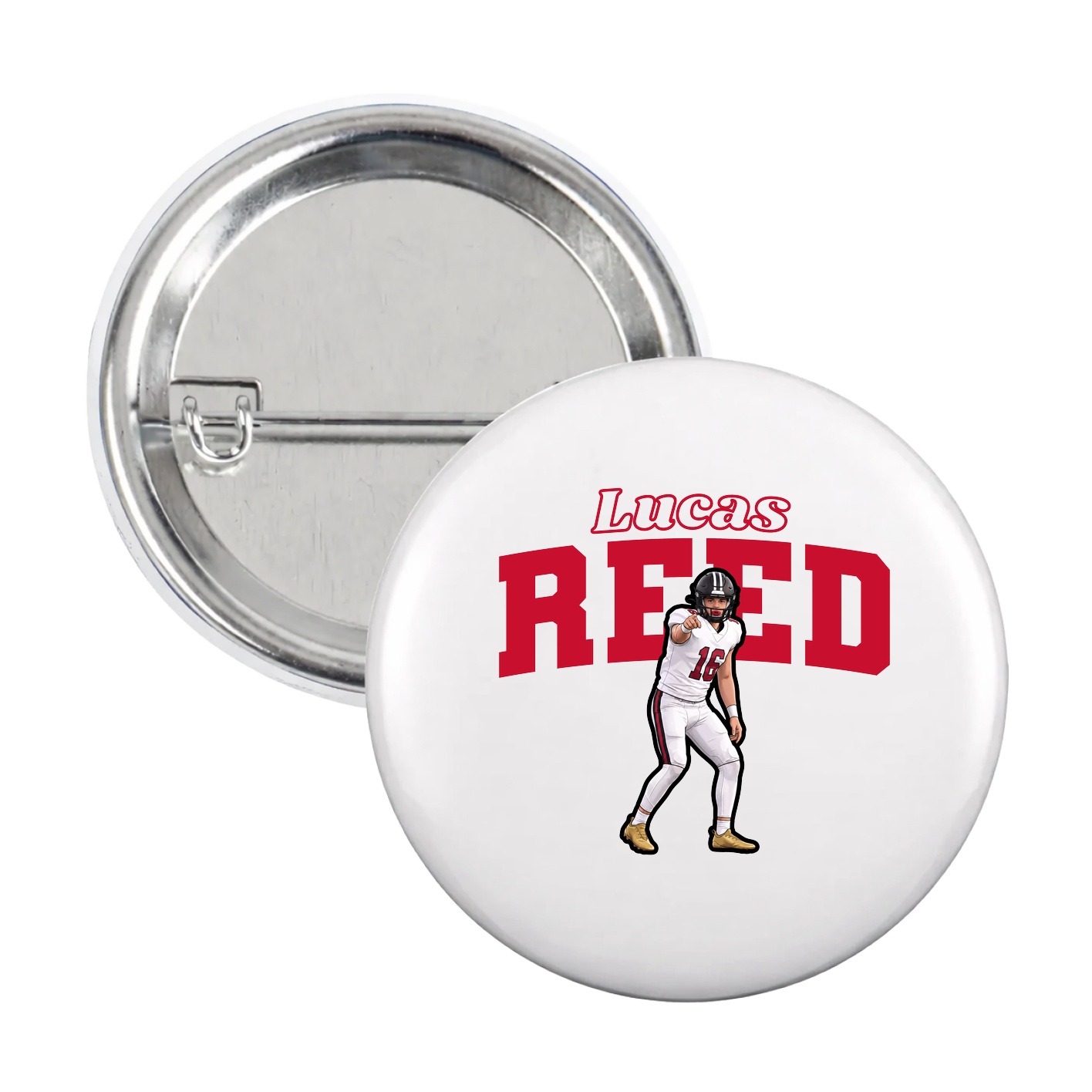 Game Day Button — Name Arch in White