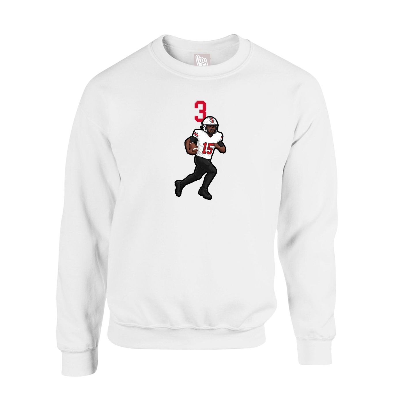Fleece Crew — Number Top in White