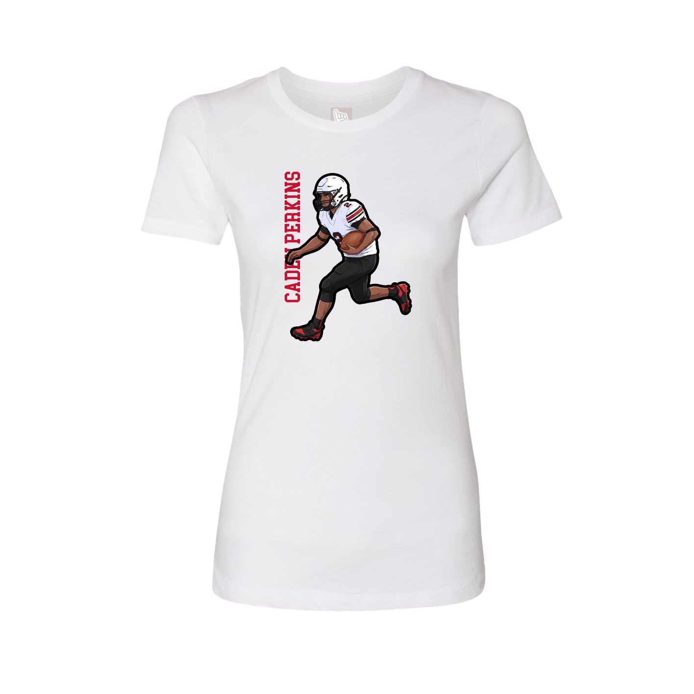 Fitted Women's Tee — Name Vertical in White
