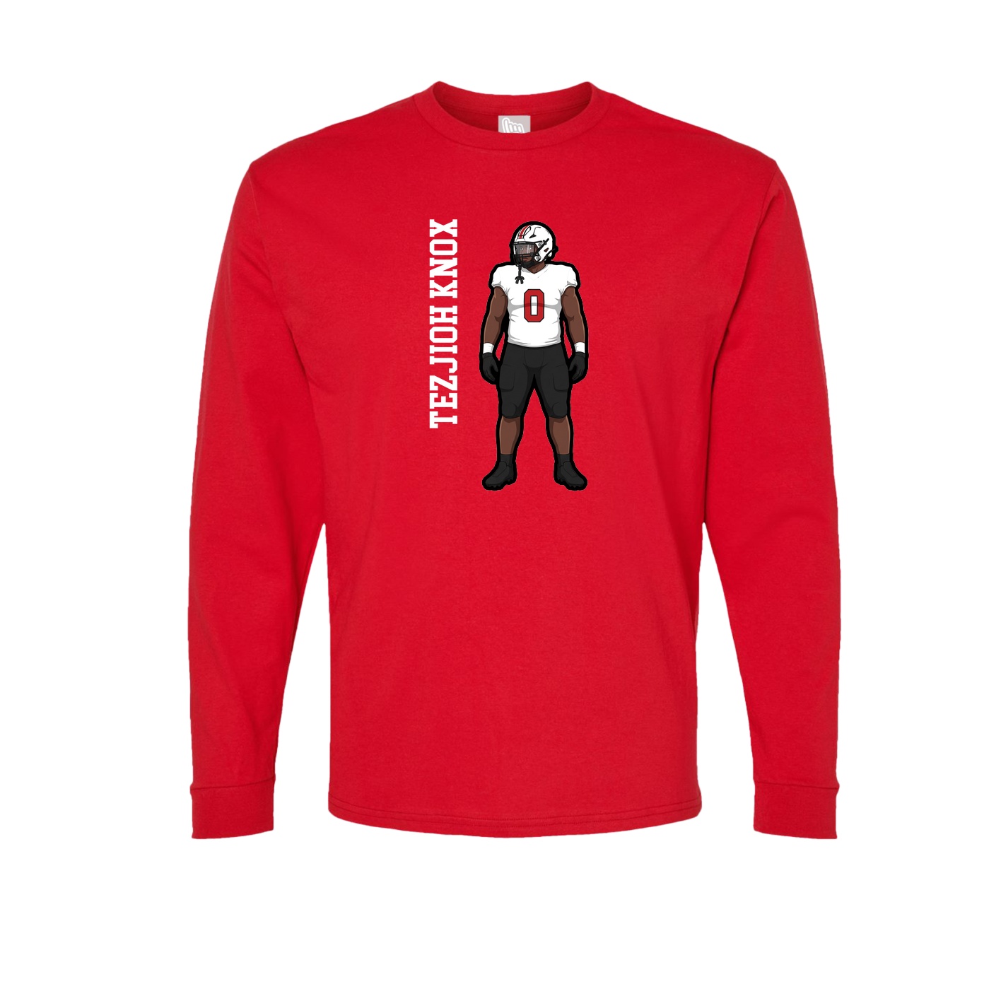 Long Sleeve Tee — Name Vertical in Red