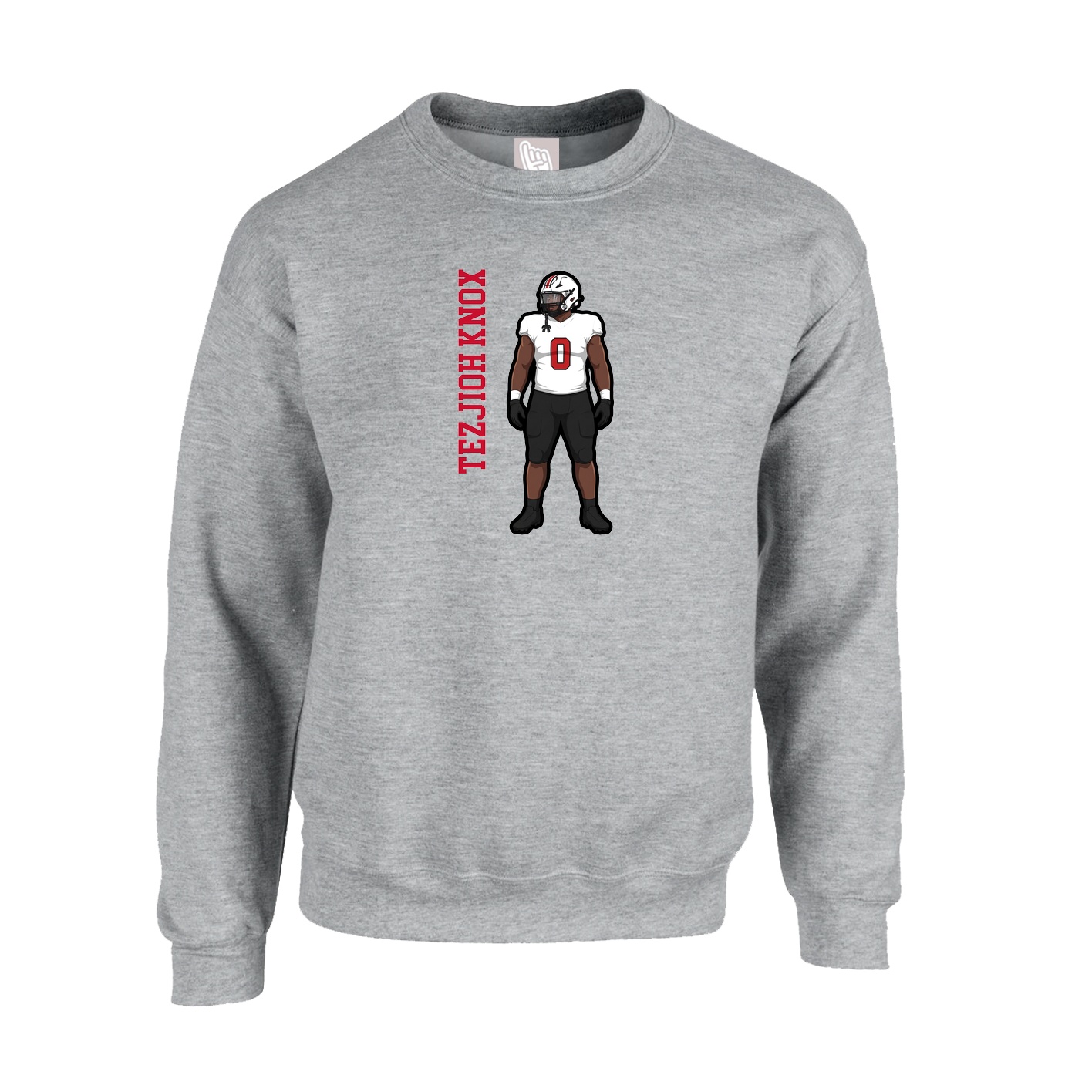 Fleece Crew — Name Vertical in Grey