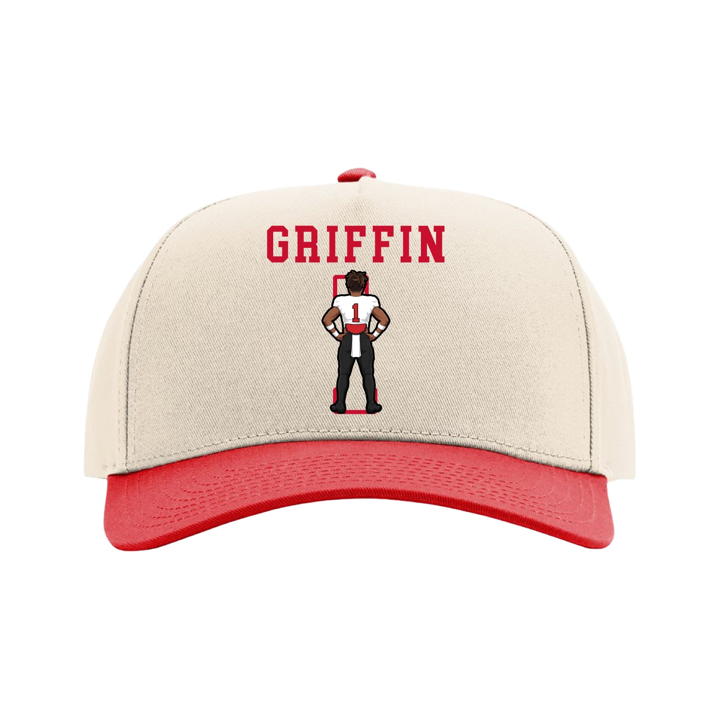 Full Fabric Five-Panel Champ Cap — Shirsey in Cream/Red