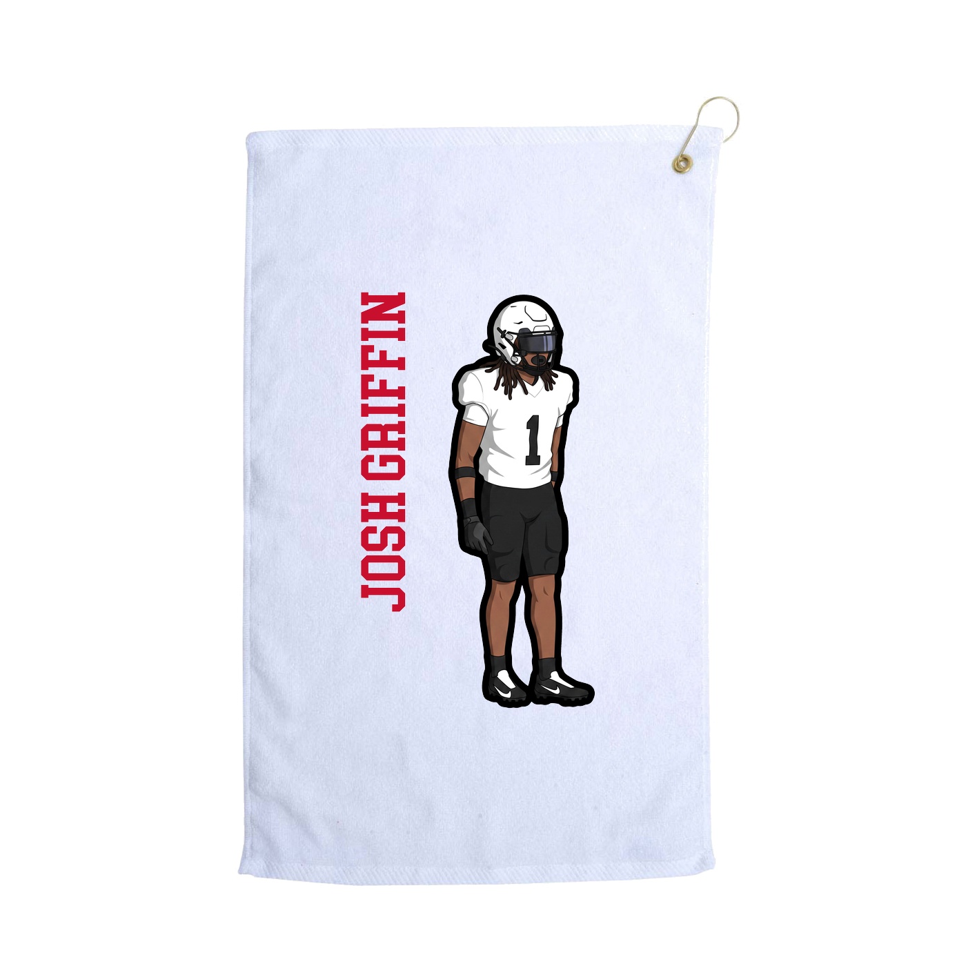 Golf Towel — Name Vertical in White