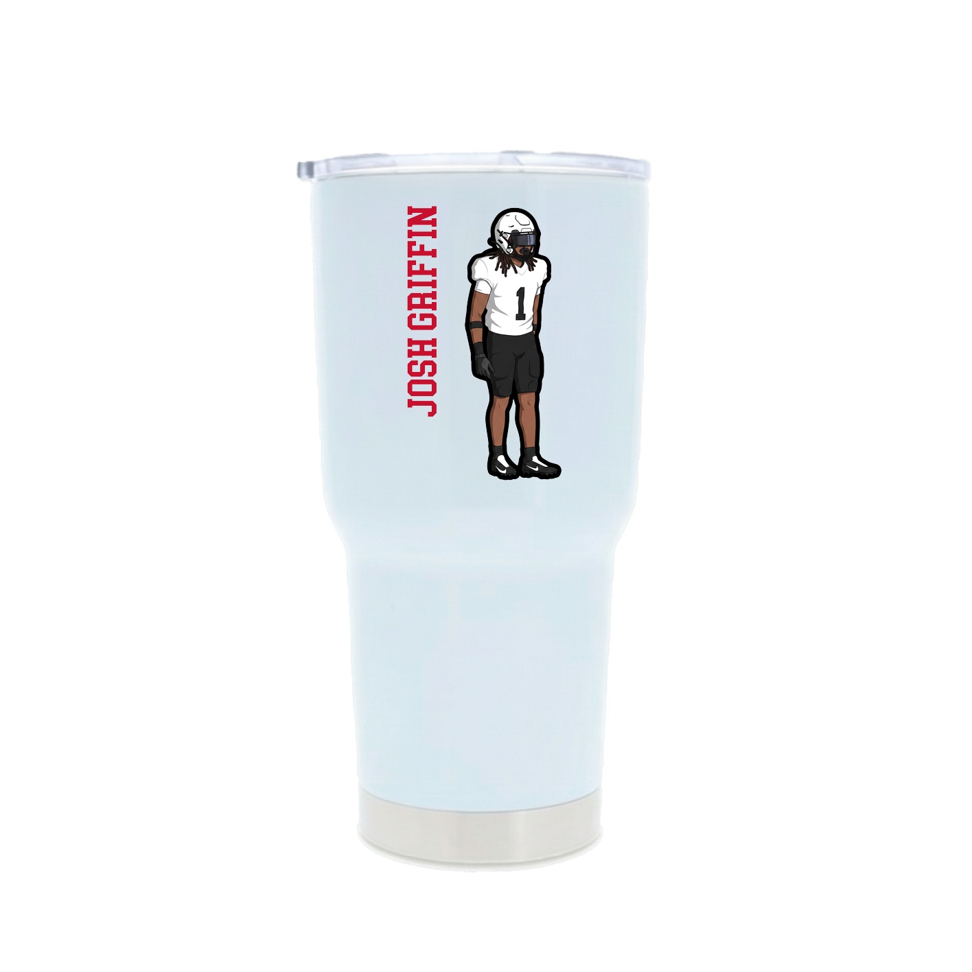 30oz Stainless Steel Tumbler — Name Vertical in White