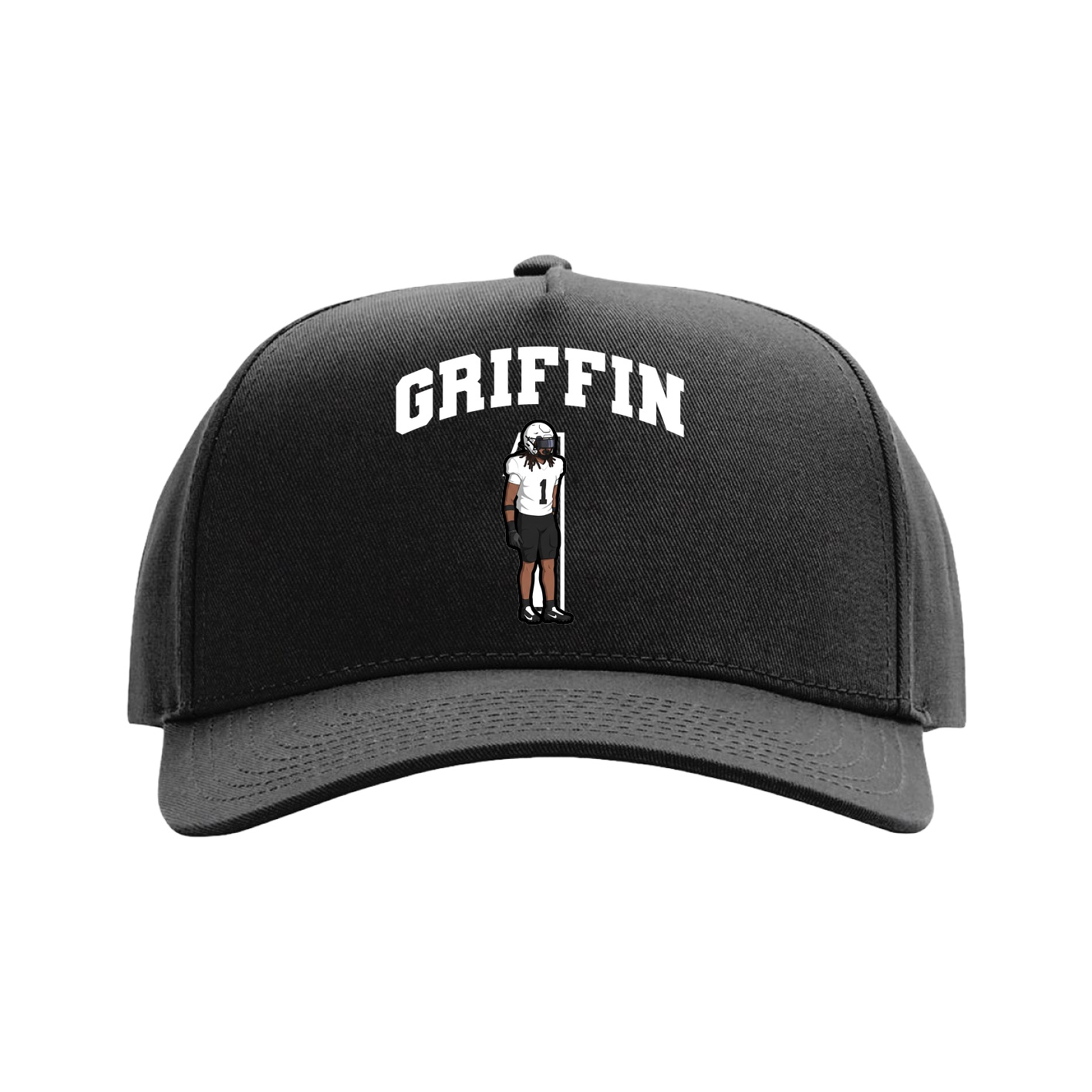 Full Fabric Five-Panel Champ Cap — Number in Black
