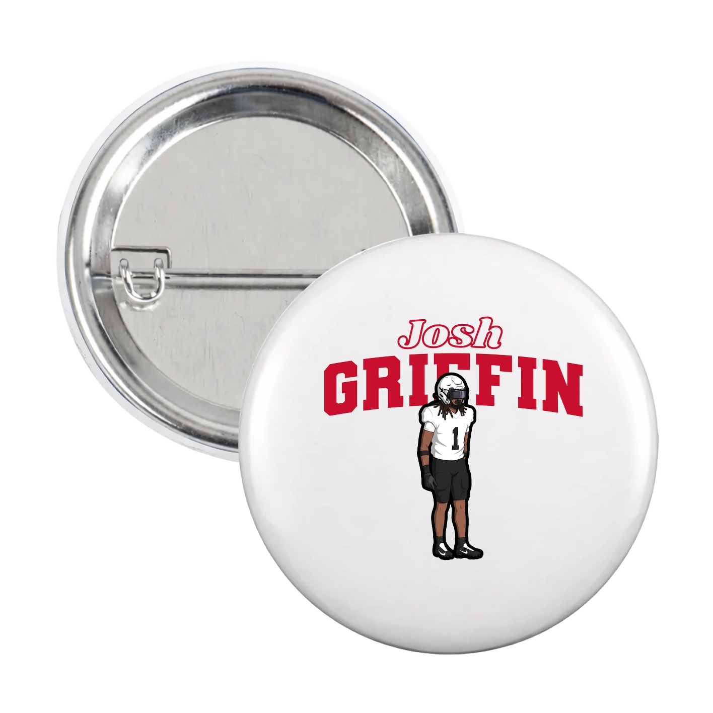 Game Day Button — Name Arch in White