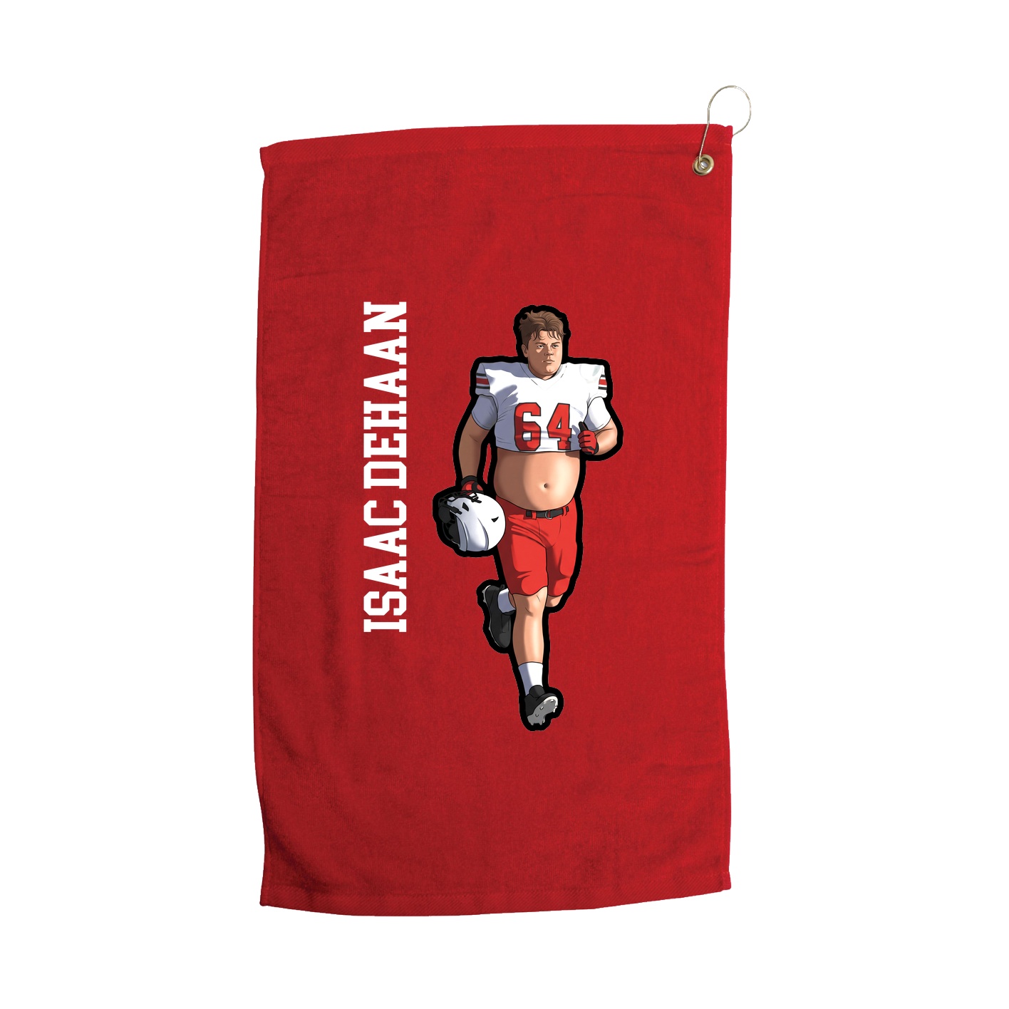 Golf Towel — Name Vertical in Red