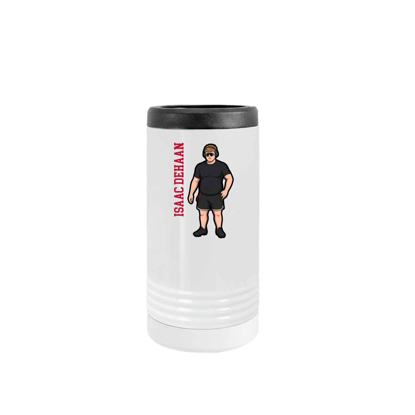 Slim Beverage Holder — Name Vertical in White