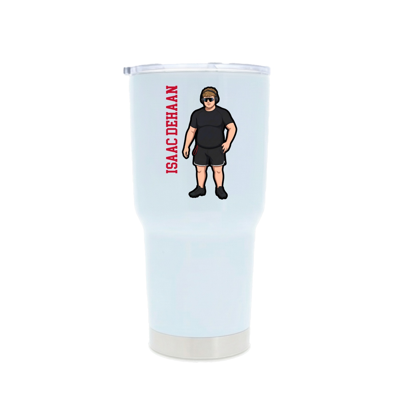 30oz Stainless Steel Tumbler — Name Vertical in White
