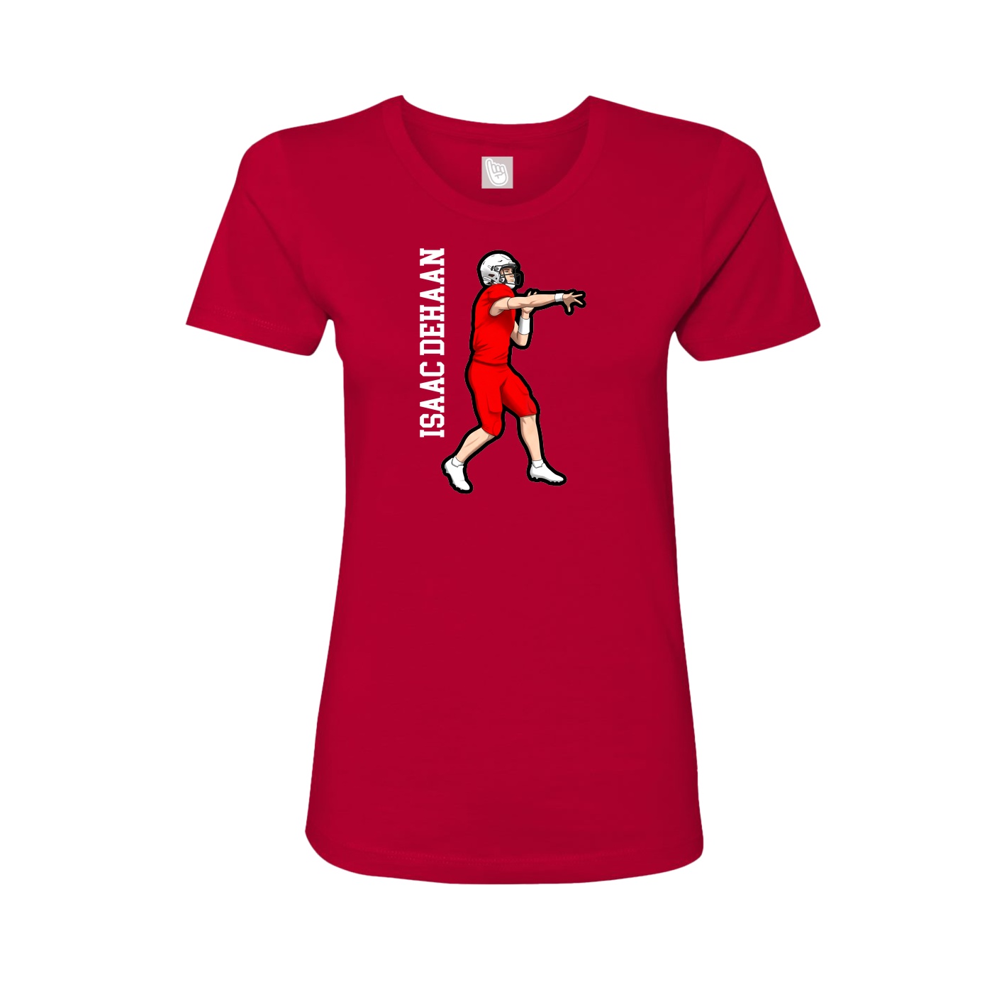 Fitted Women's Tee — Name Vertical in Red