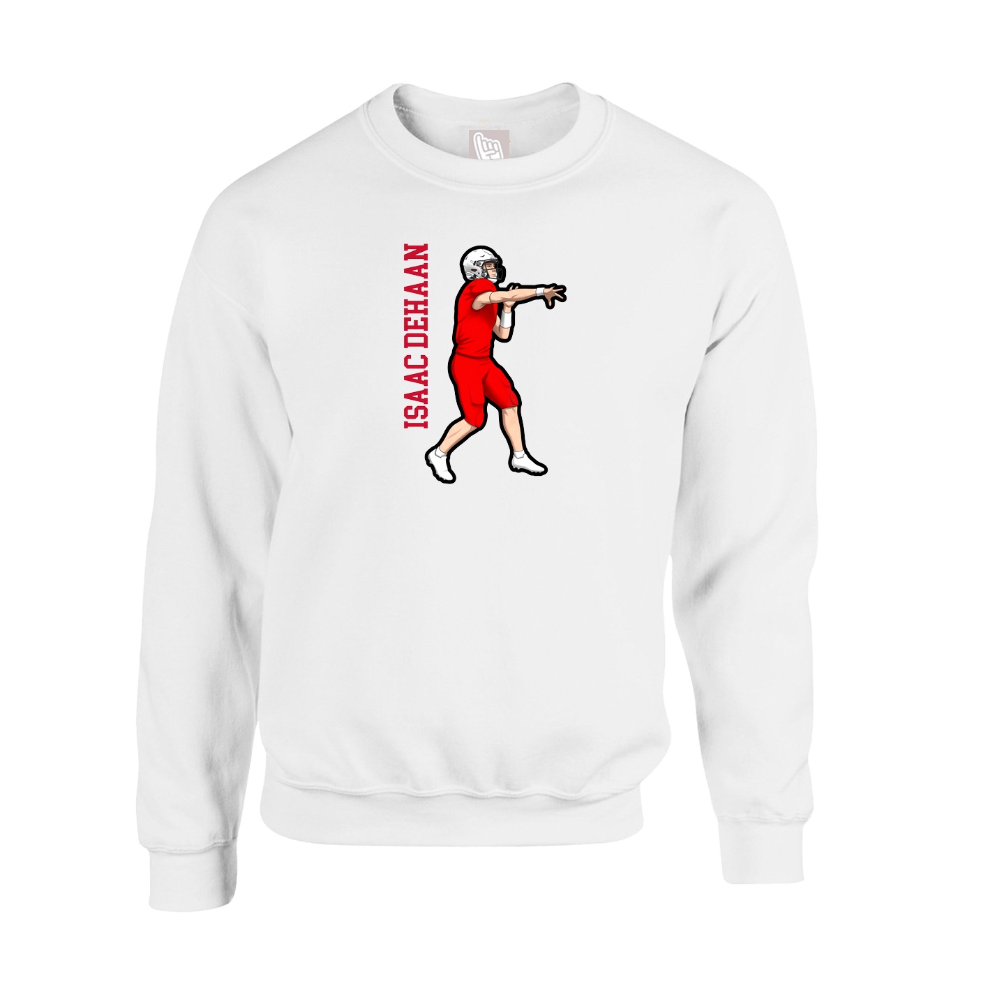 Fleece Crew — Name Vertical in White