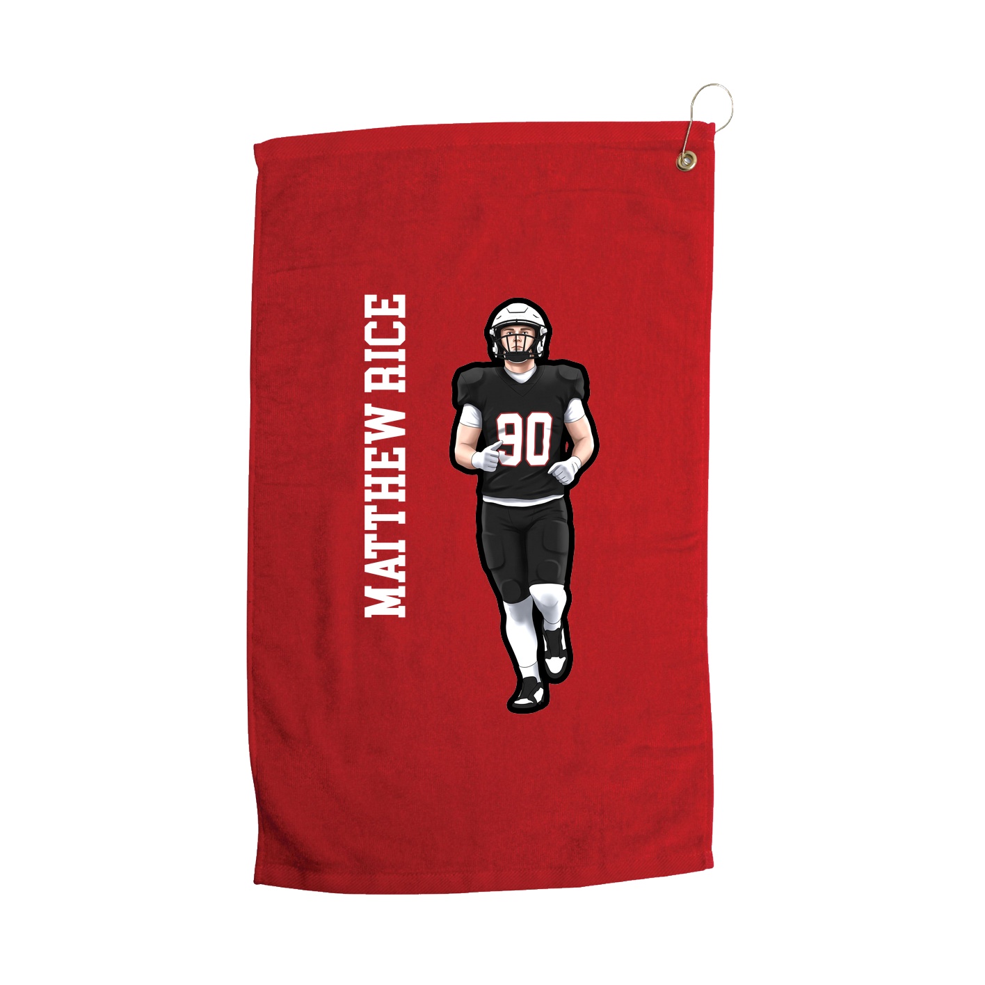 Golf Towel — Name Vertical in Red