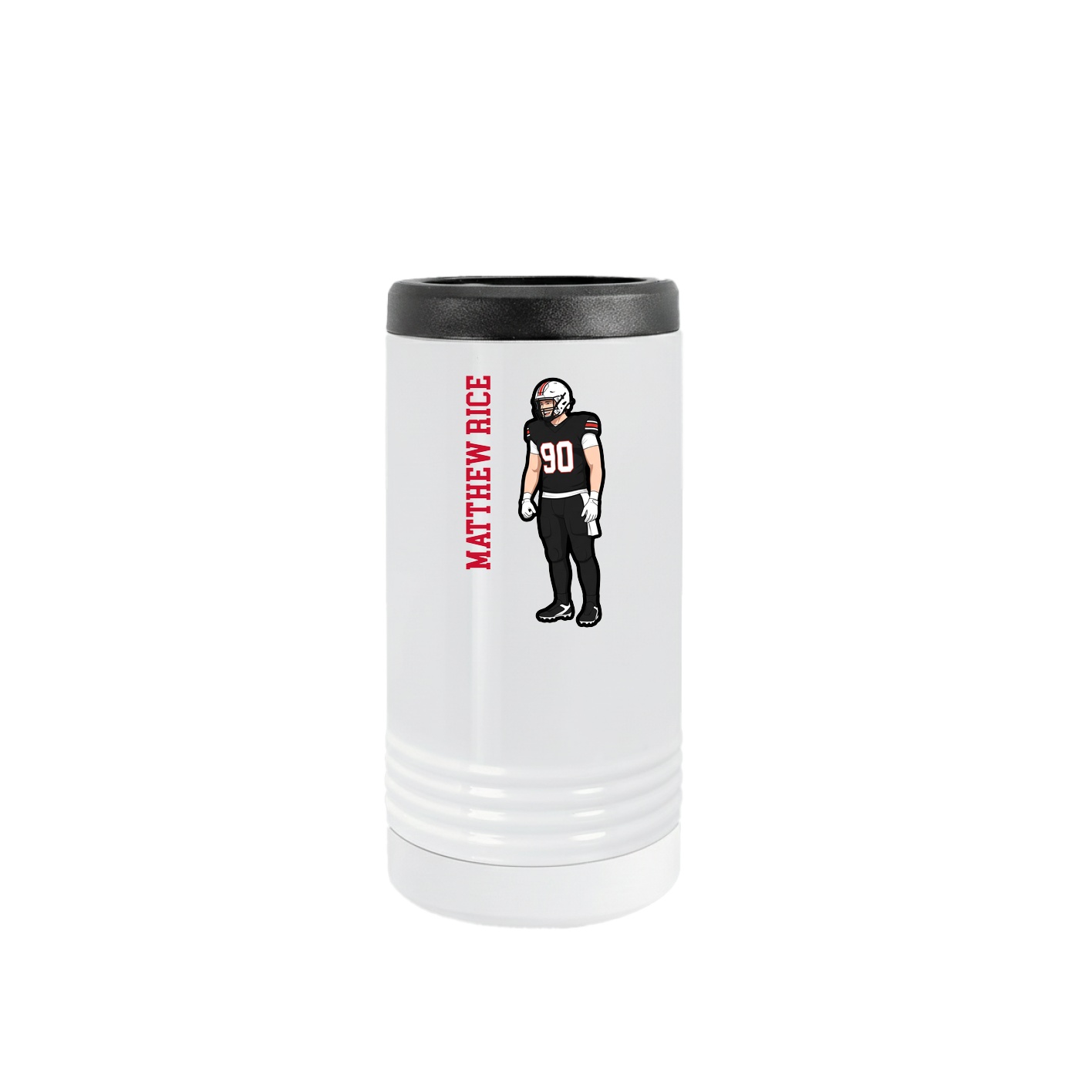 Slim Beverage Holder — Name Vertical in White