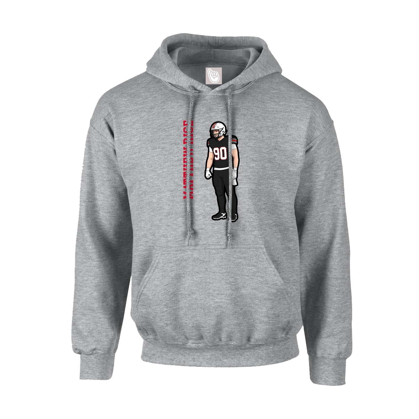 Youth Hoodie — Name Vertical in Grey