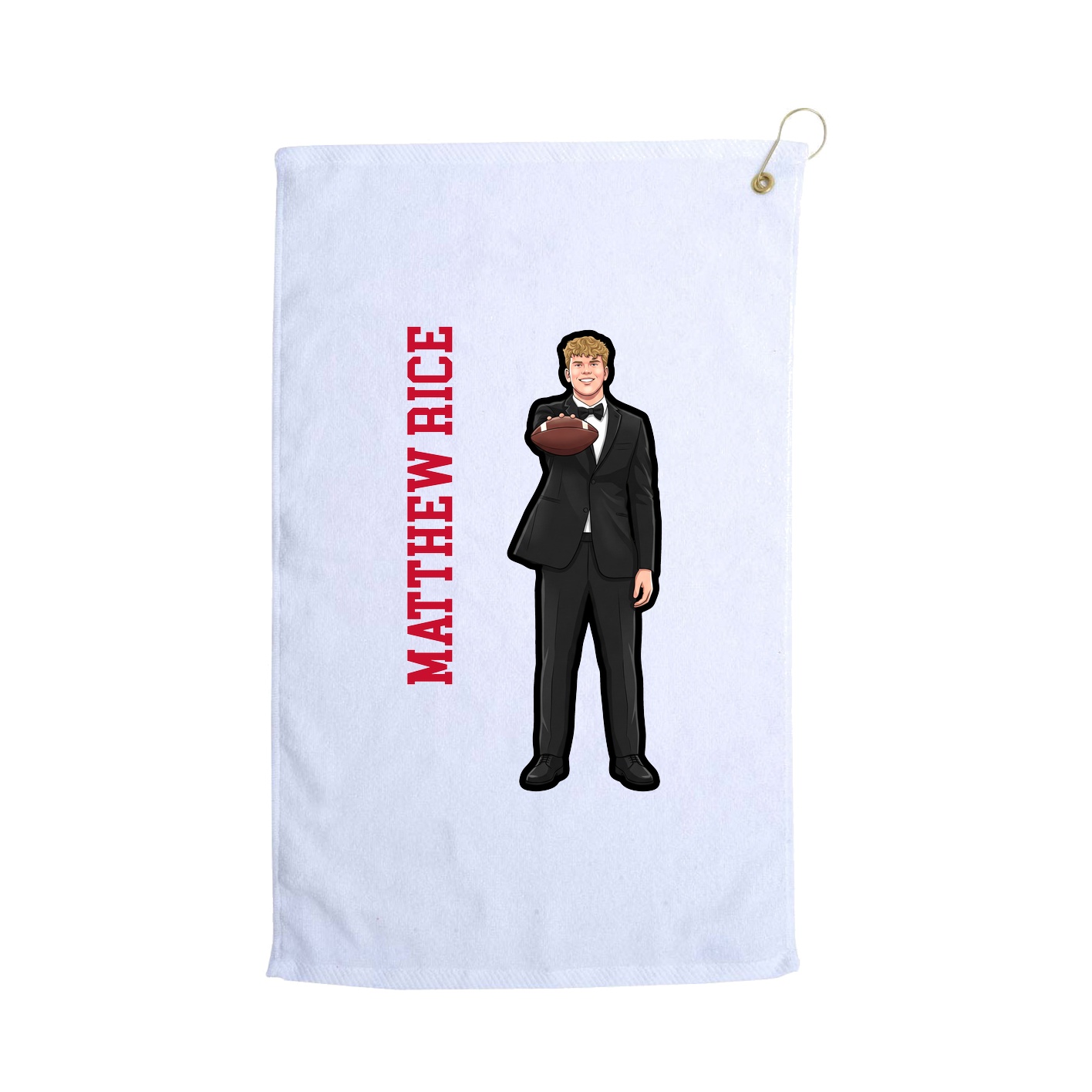 Golf Towel — Name Vertical in White