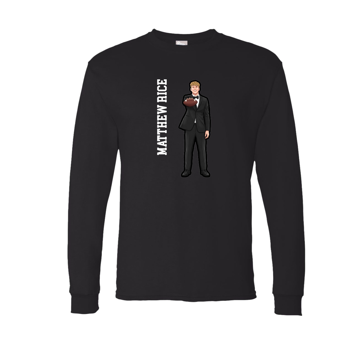 Long Sleeve Tee — Name Vertical in Black